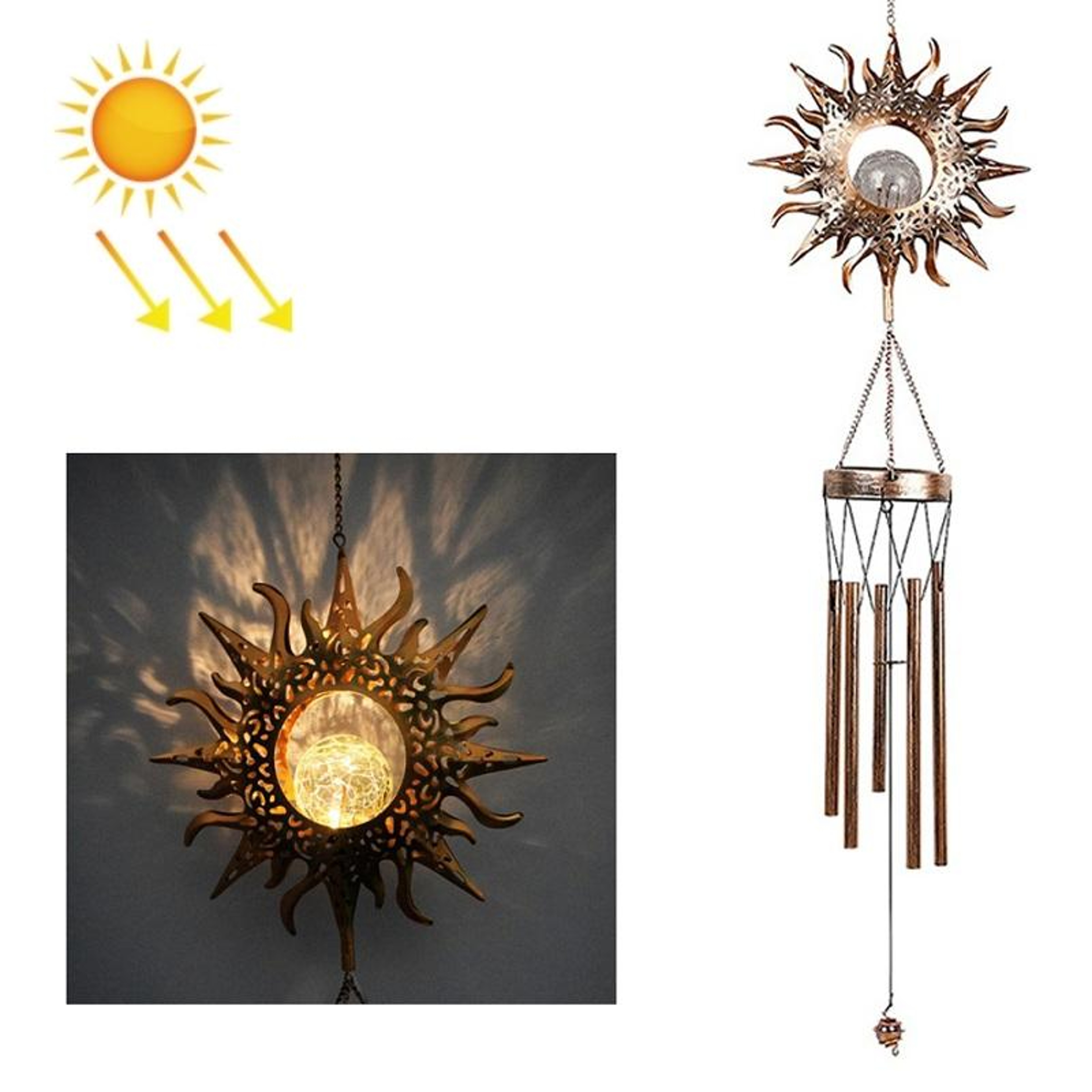 Solar Wind Chime Lamp Outdoor Decorative Outdoor Solar Hanging Light With LED Illumination  Weather 6