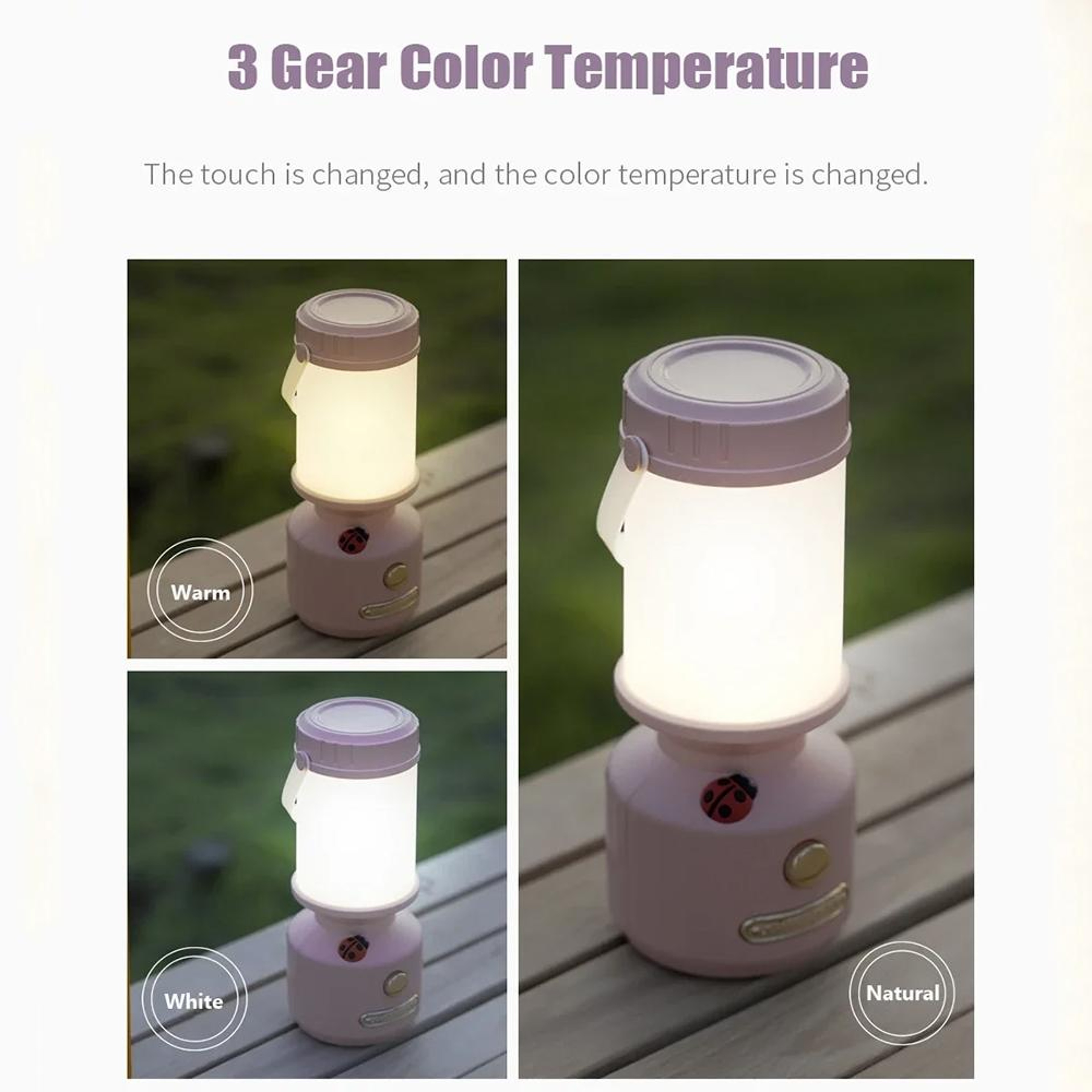 Tripolar Dimmable LED Bedside Lamp Adjustable Ambient Light For Home  Camping 5