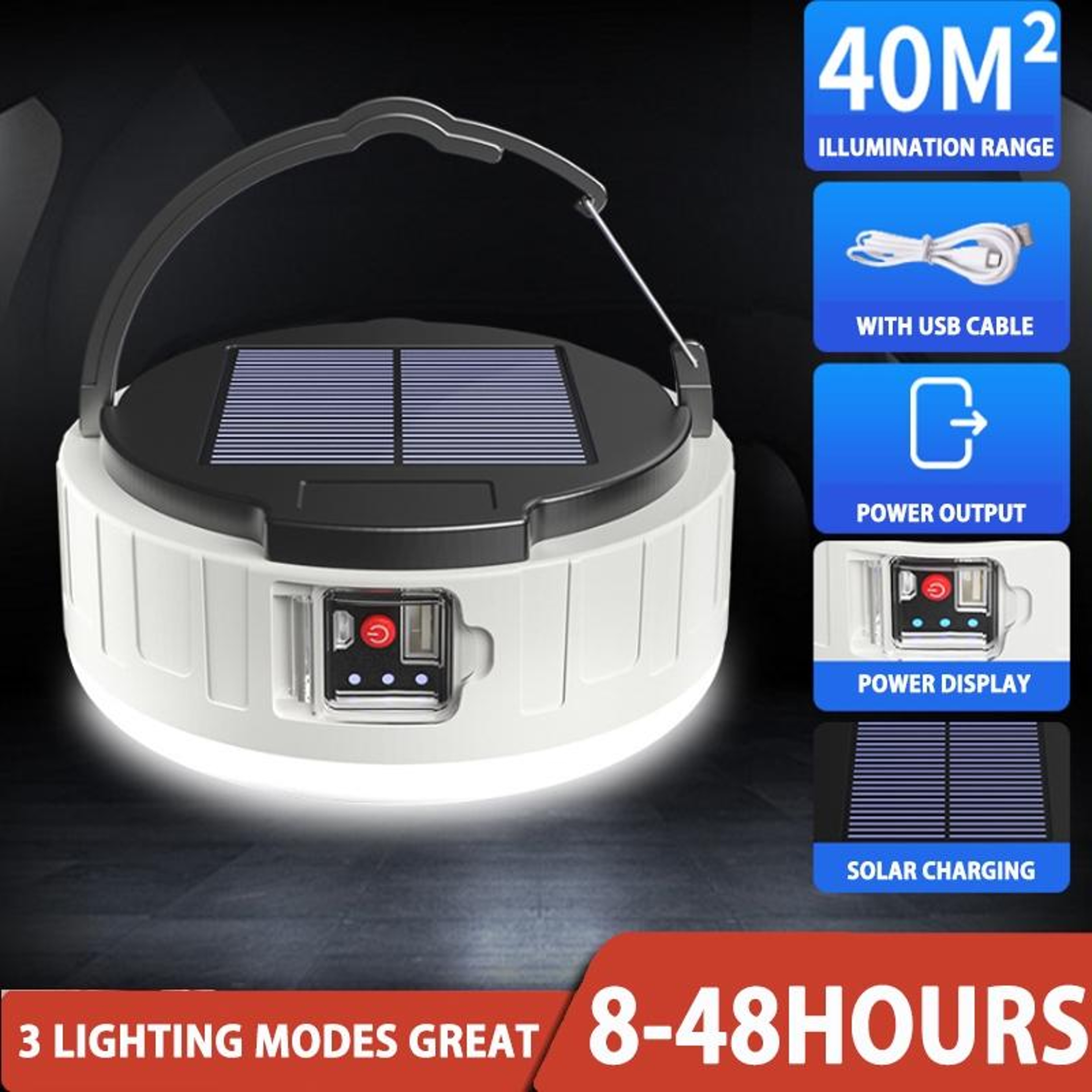 Solar Powered LED Portable Emergency  Camping Light 1
