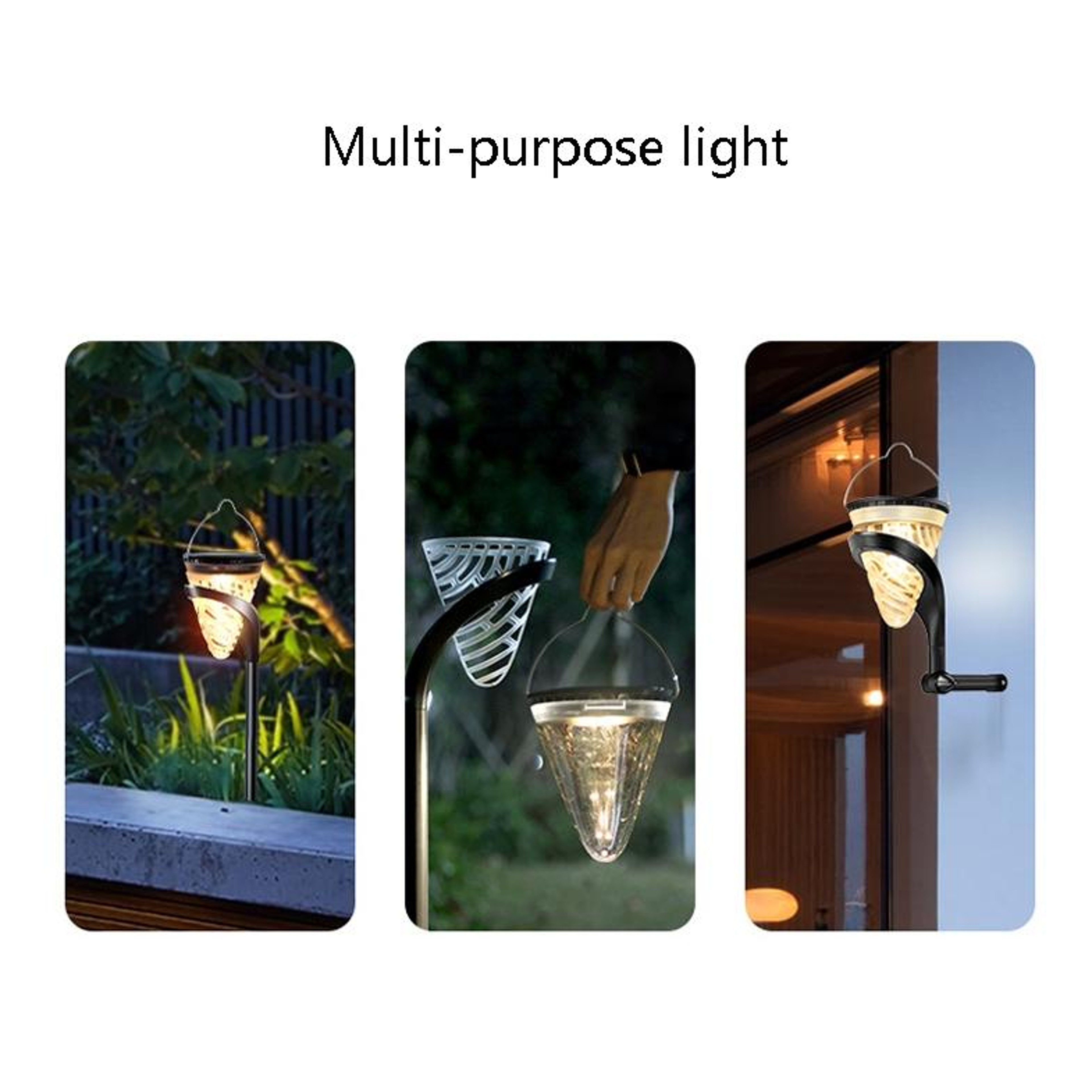 Dual Purpose Cone Solar Garden Light LED Lawn & Wall Fixture – view 5