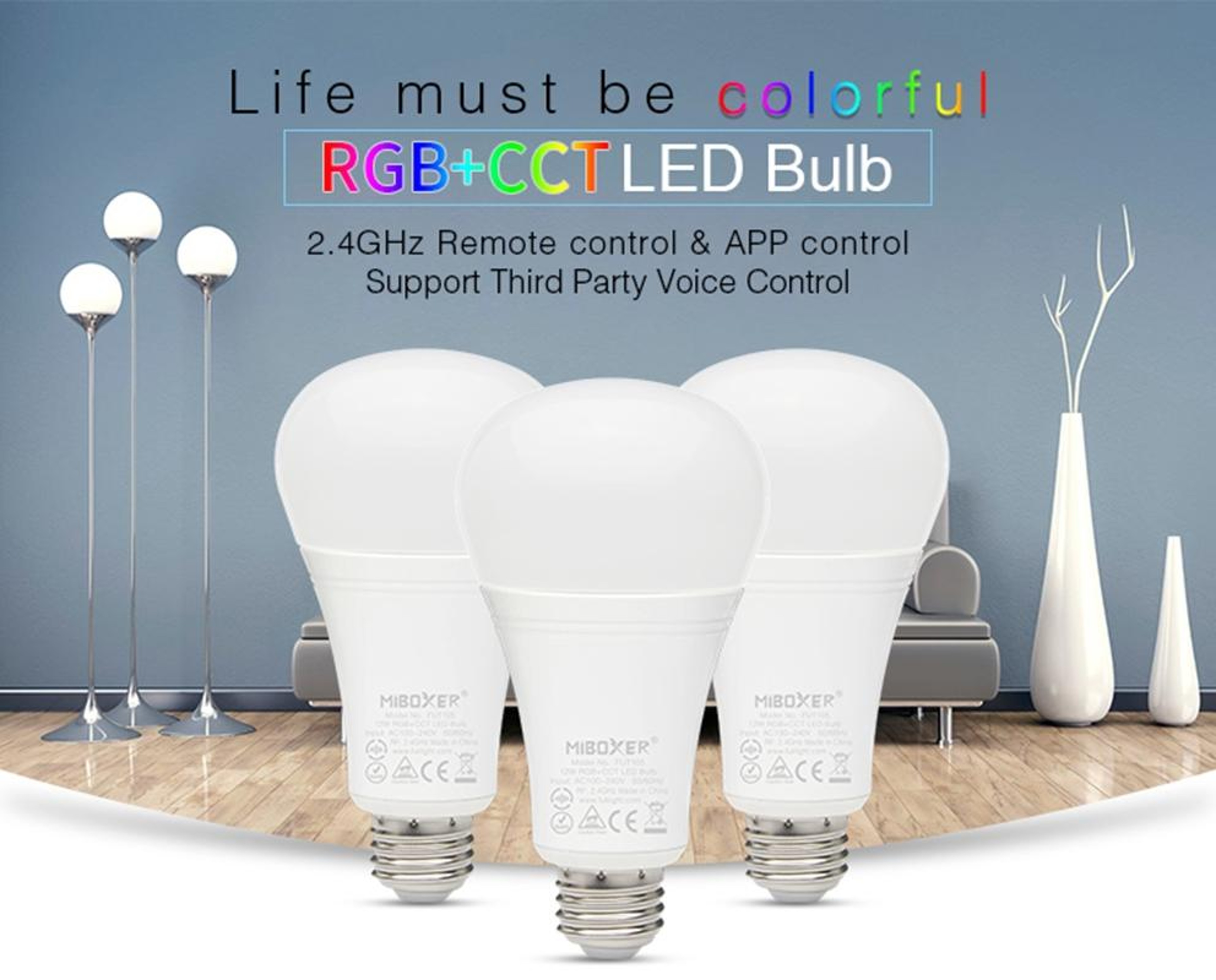 Smart RGB+CCT LED Bulb E27 App & Remote Controlled Indoor Light – view 2