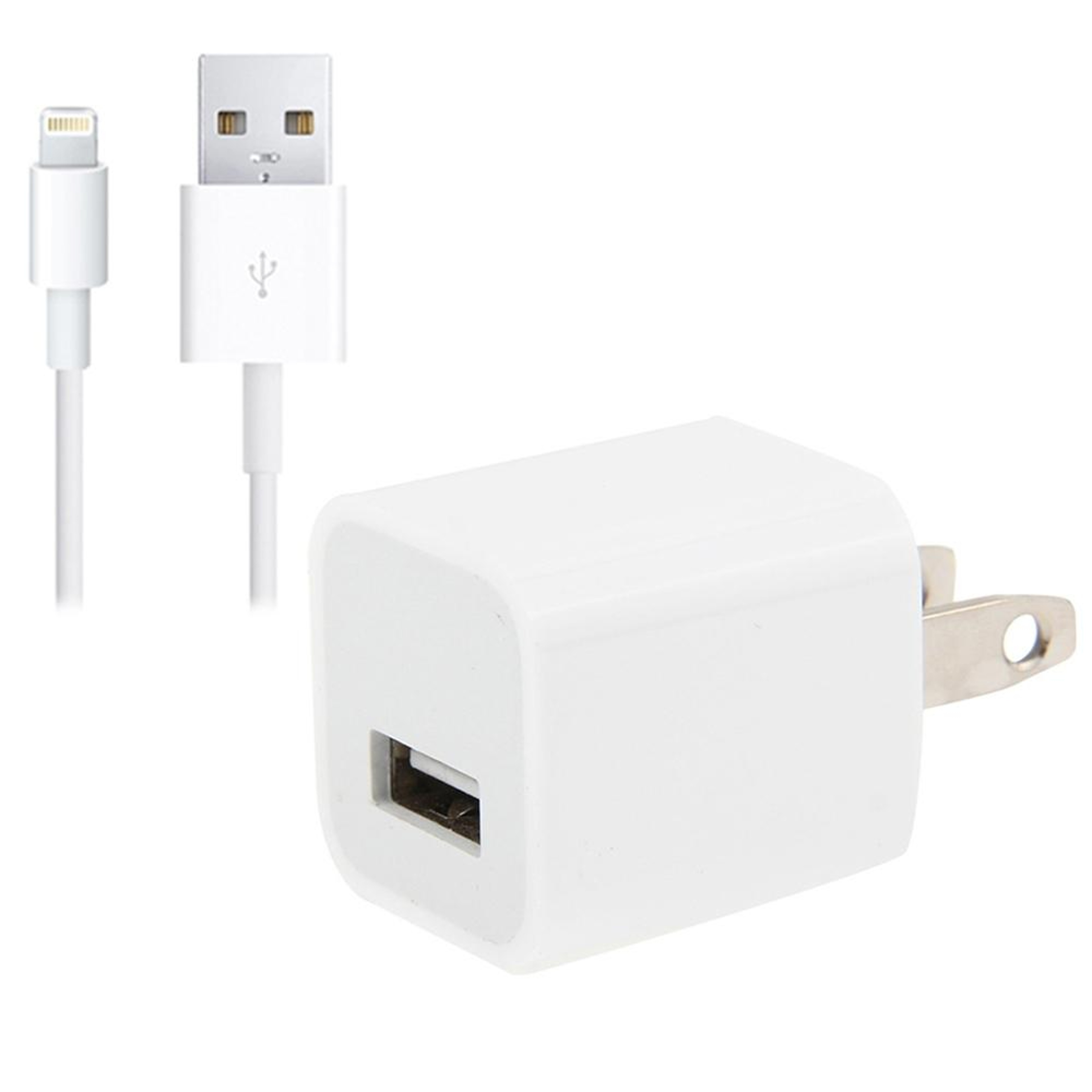 2-in-1 Travel Charger Adapter with Charging Cable 5V 1A US Plug – view 1