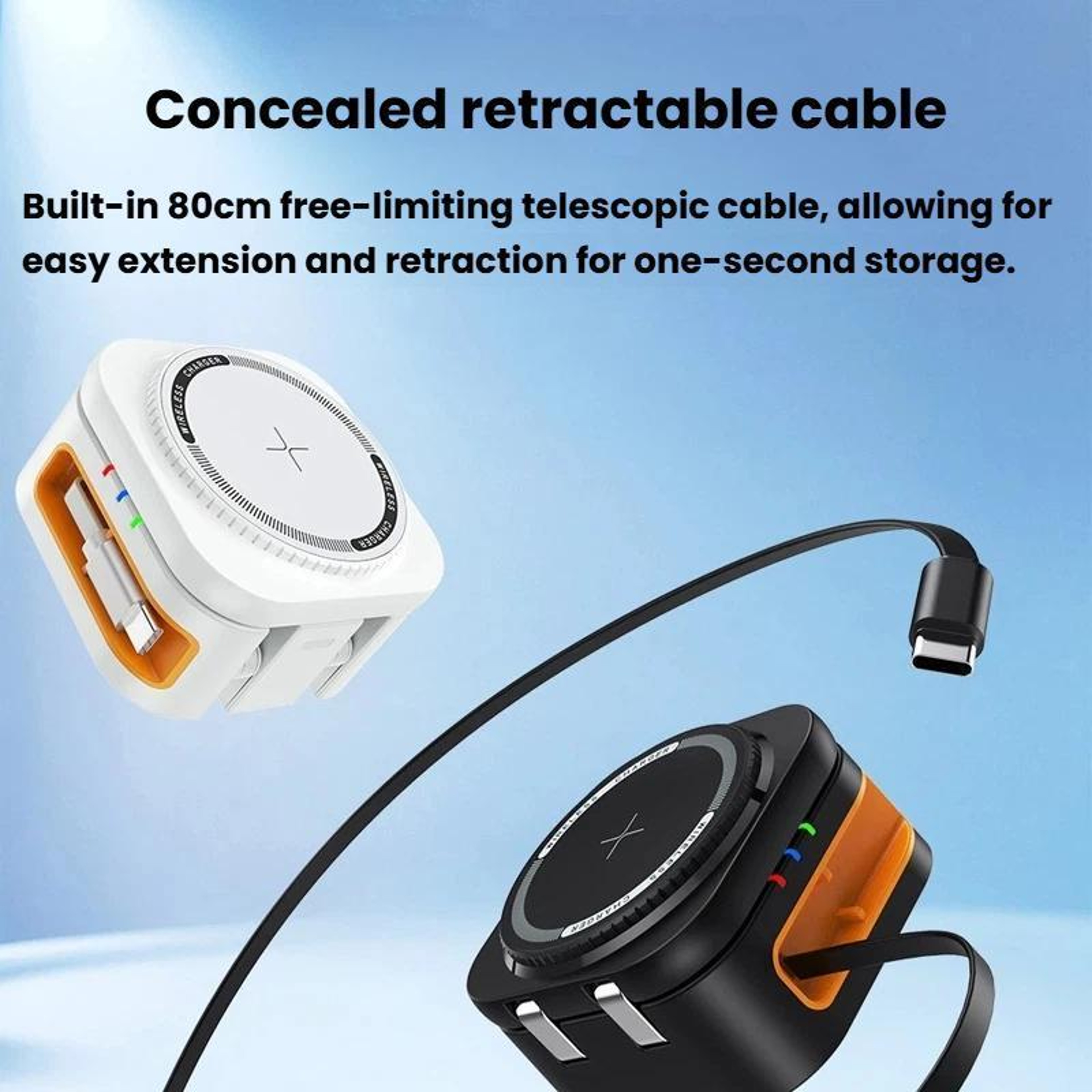 3in1 Magnetic Wireless Charging Stand With Retractable Cable 4