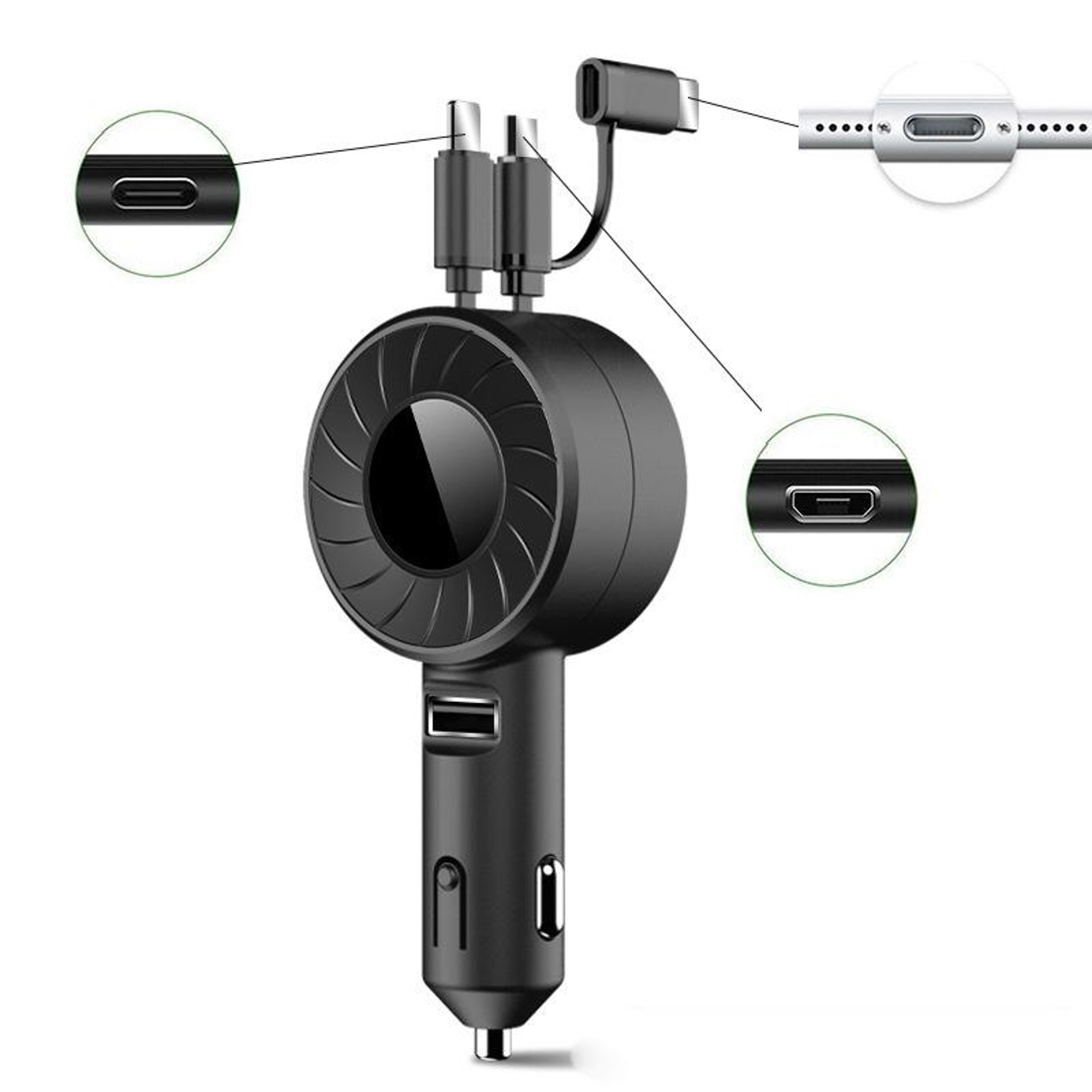Retractable USB Car Charger With Dual Cable 6