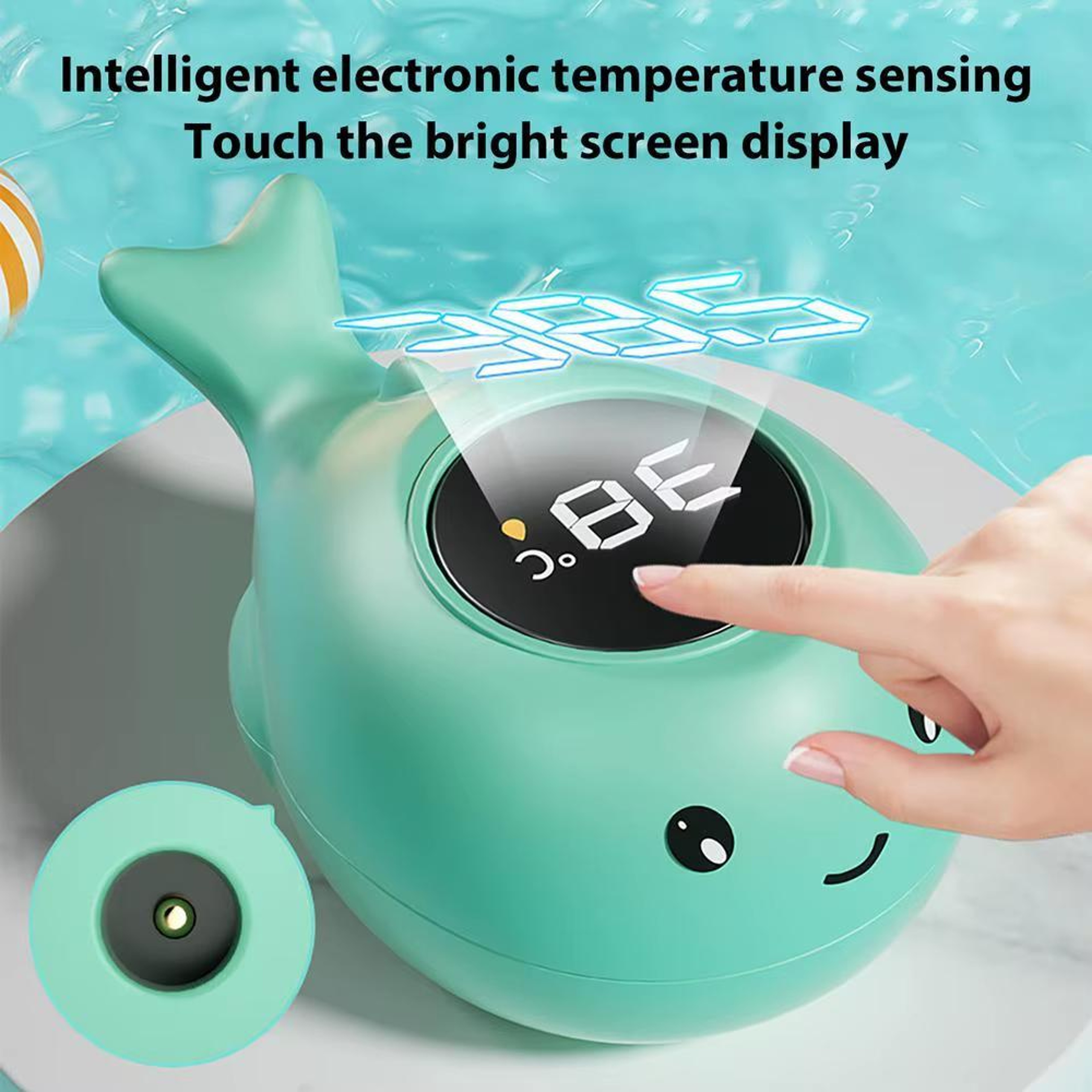 Smart Whale Baby Bath Thermometer With Color LED Display Waterproof 1