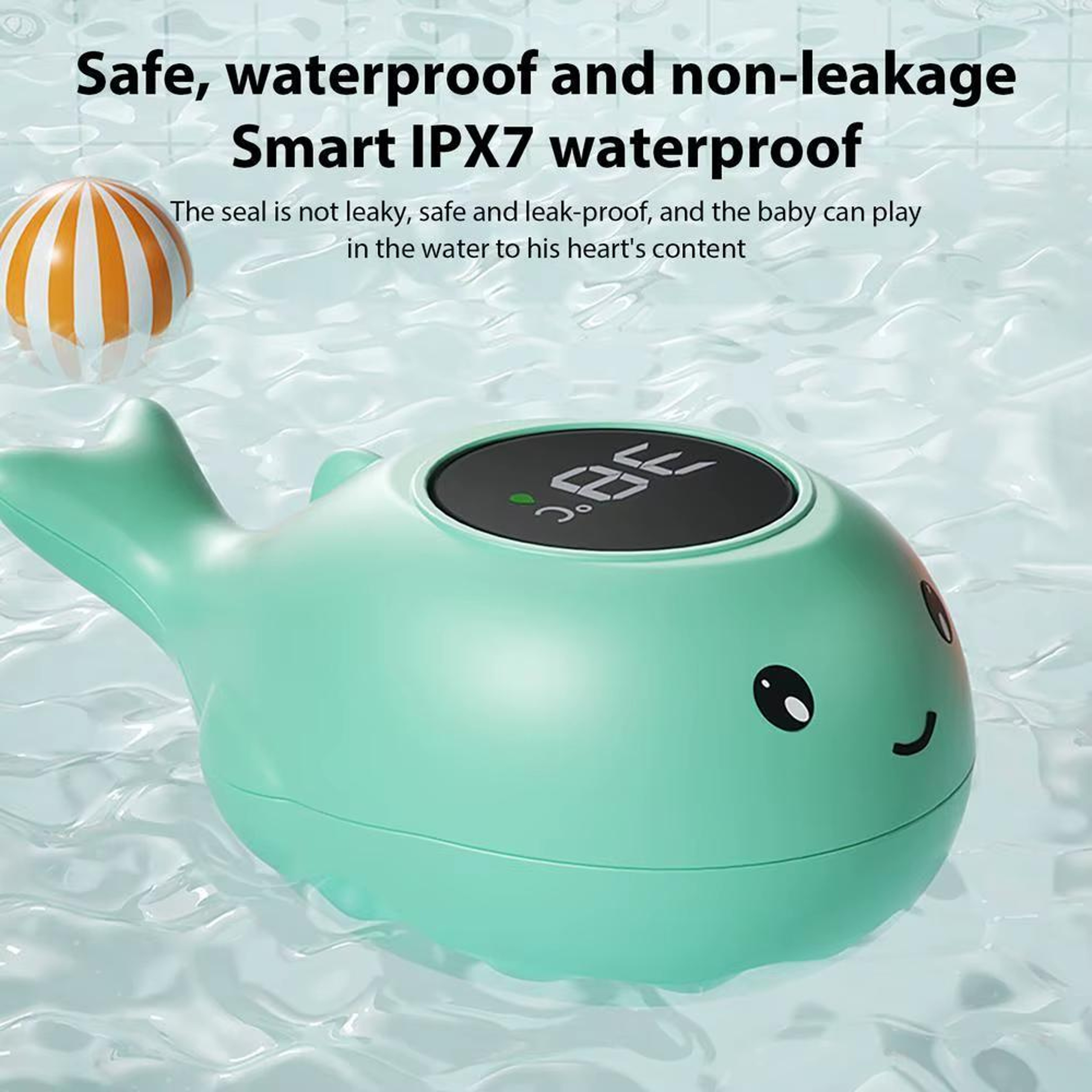 Smart Whale Baby Bath Thermometer With Color LED Display Waterproof 4