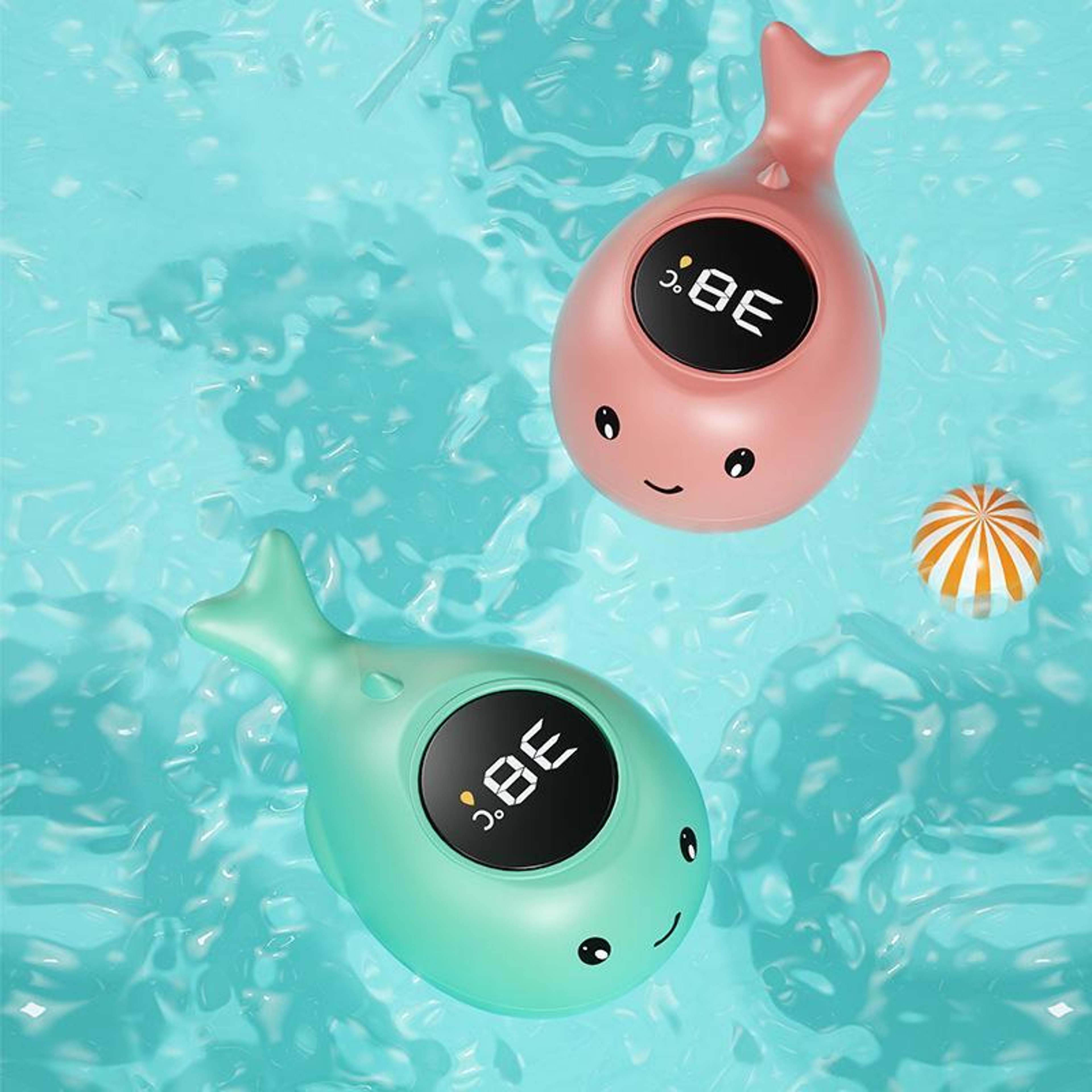 Smart Whale Baby Bath Thermometer With Color LED Display Waterproof 7