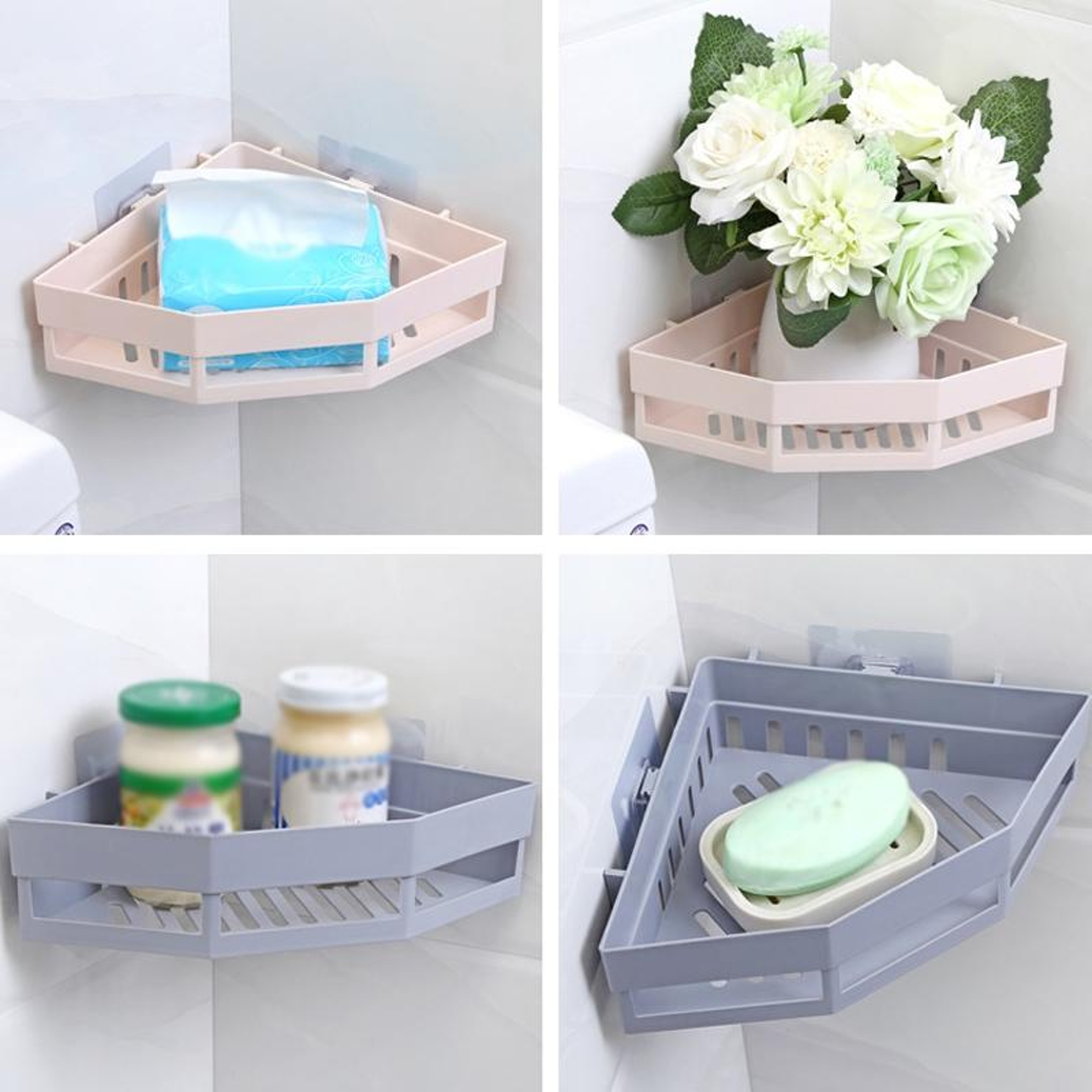 Bathroom Corner Shelf No Drill Shower Caddy And Kitchen Storage Rack 4