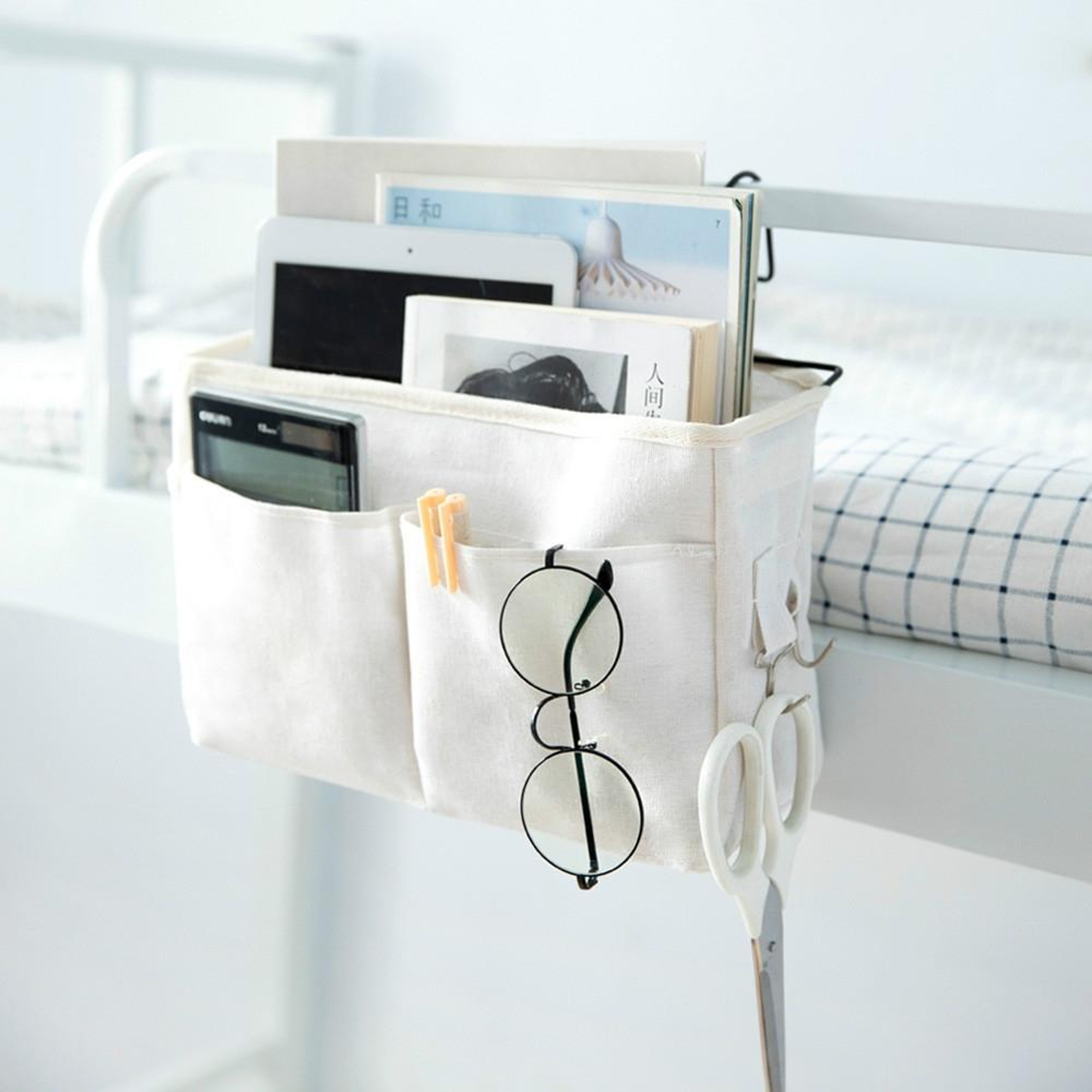 Bedside Hanging Storage Bag For Dorm Beds Phones And Small Essentials 0