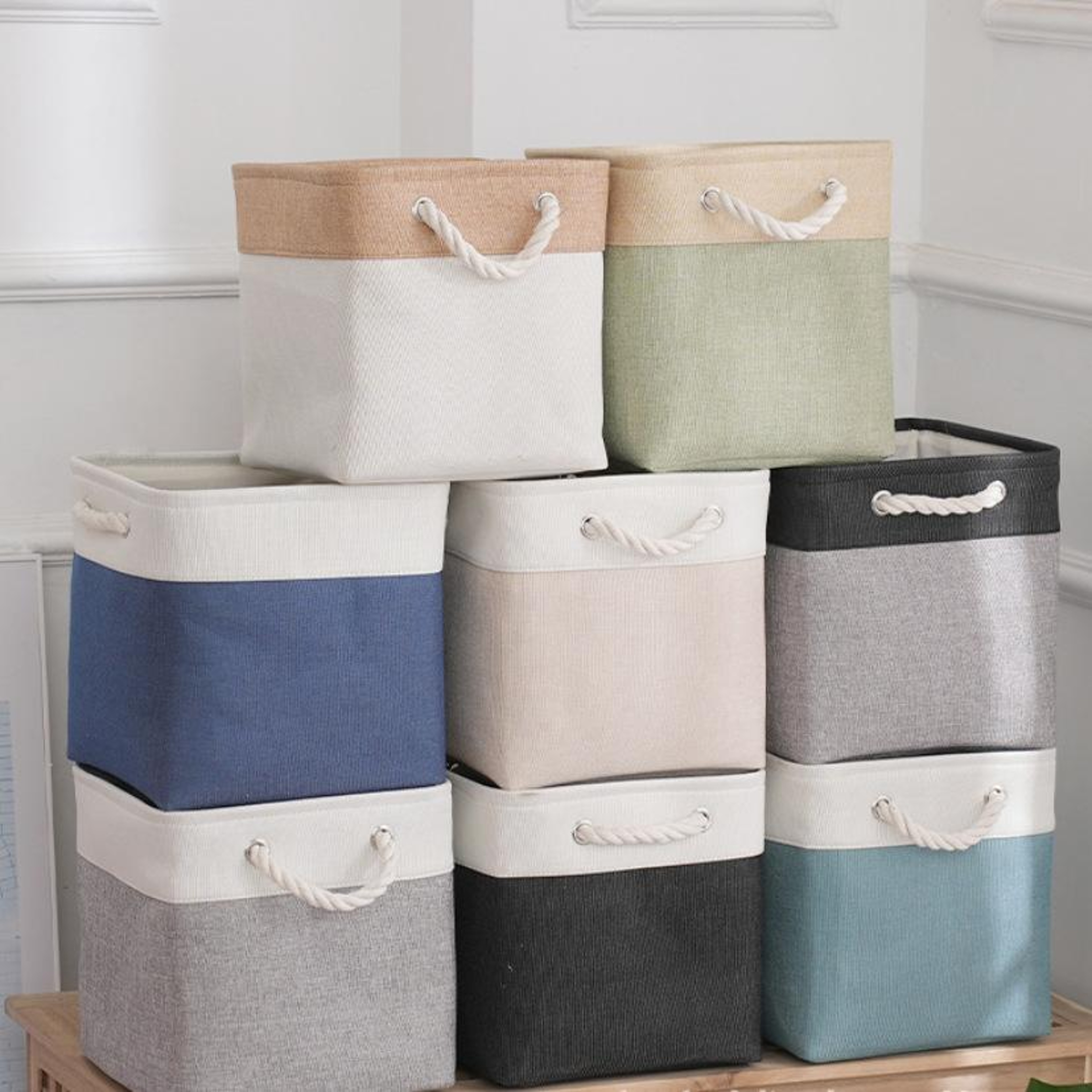 Linen Storage Basket Collapsible Fabric Cube Organizer – view 6