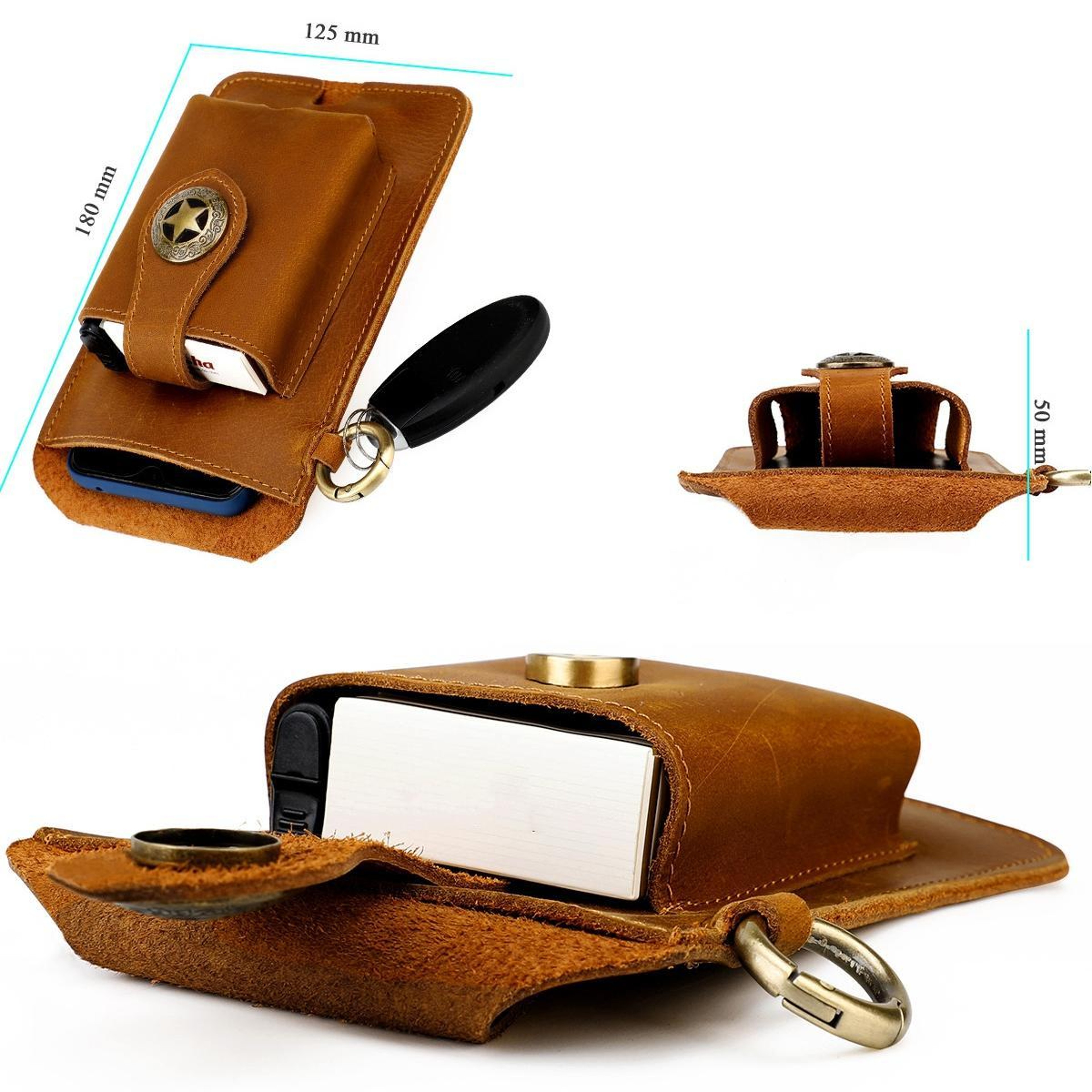 Genuine Leather Mens Belt Pouch Outdoor Mobile Phone Waist Bag – view 11