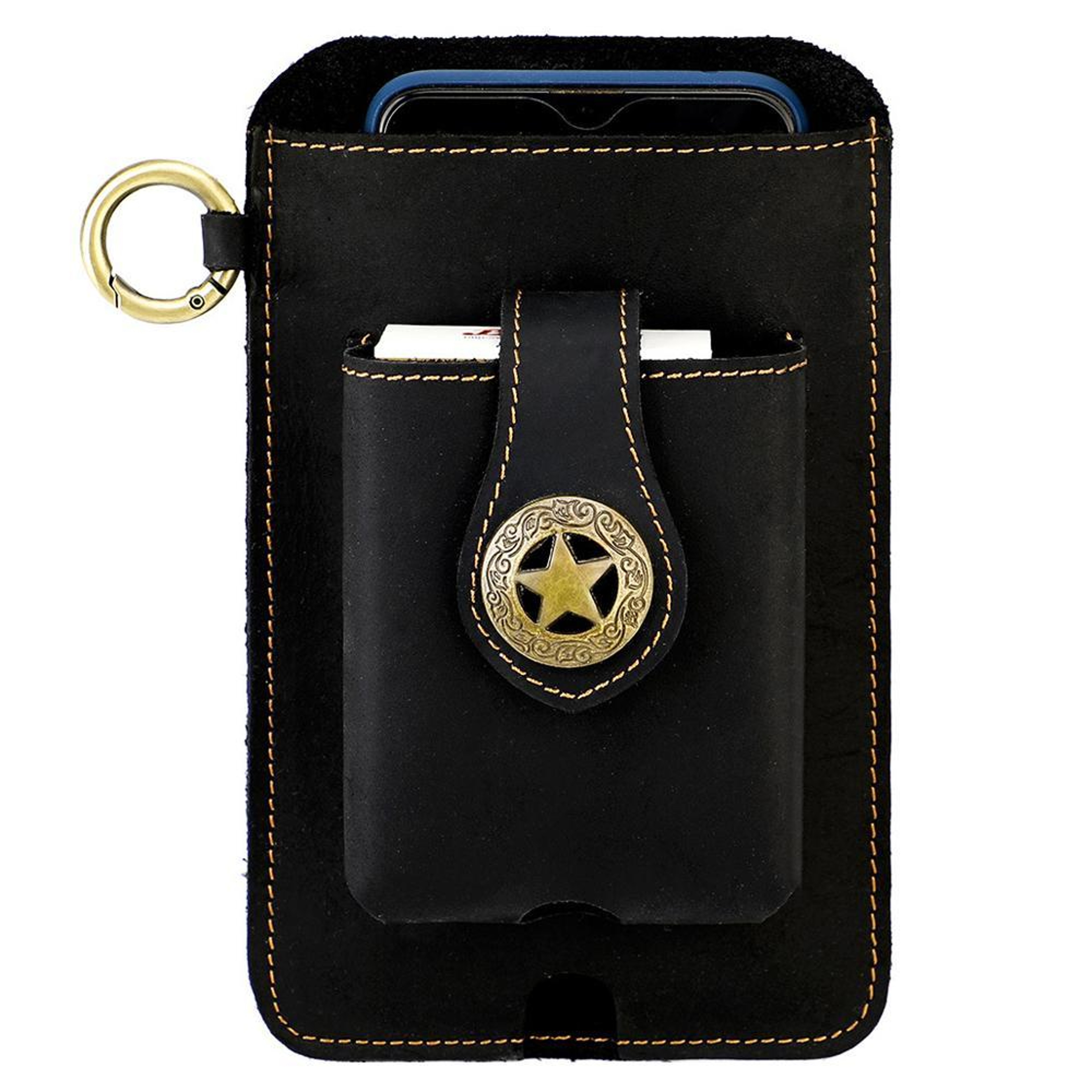 Genuine Leather Mens Belt Pouch Outdoor Mobile Phone Waist Bag – view 15
