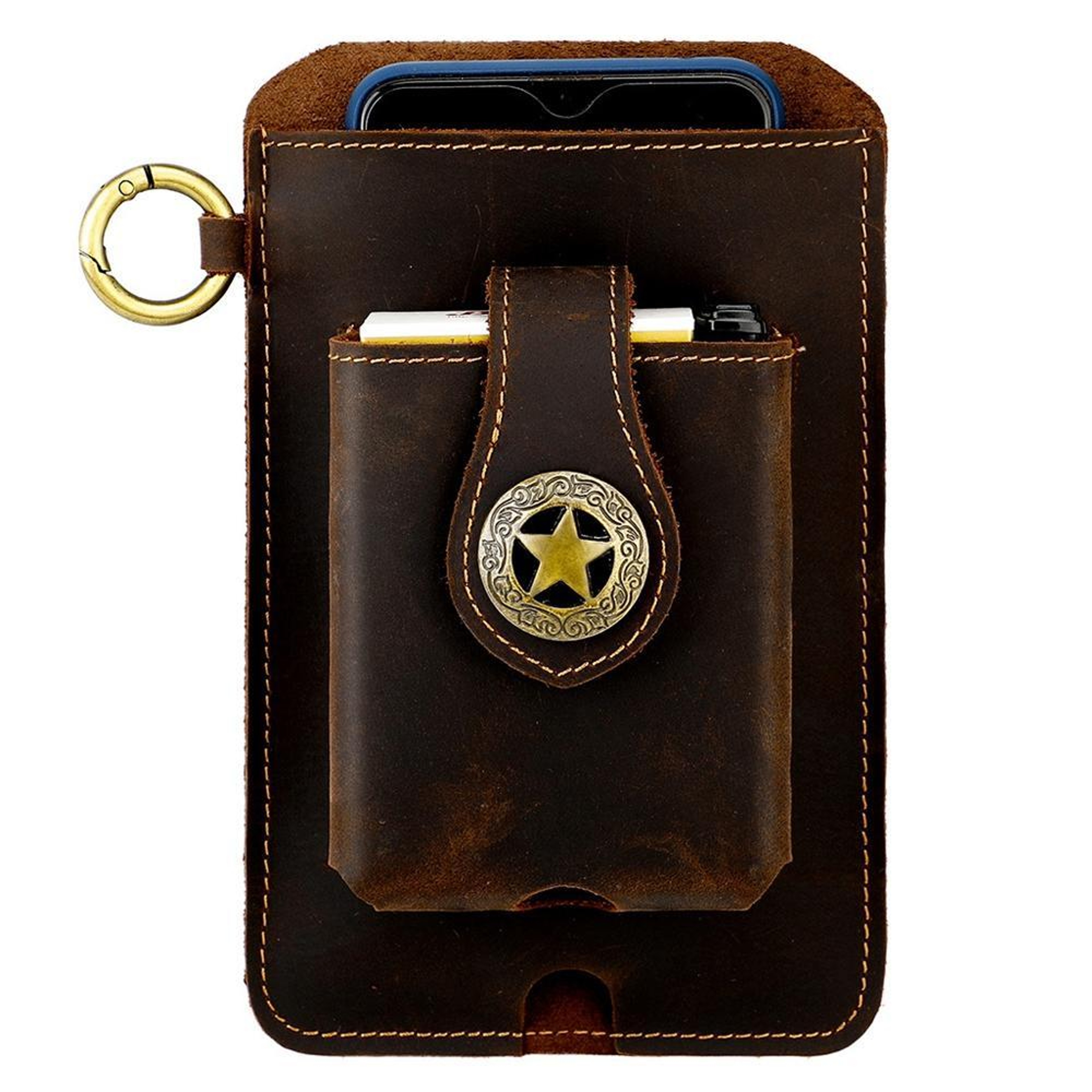 Genuine Leather Mens Belt Pouch Outdoor Mobile Phone Waist Bag – view 16