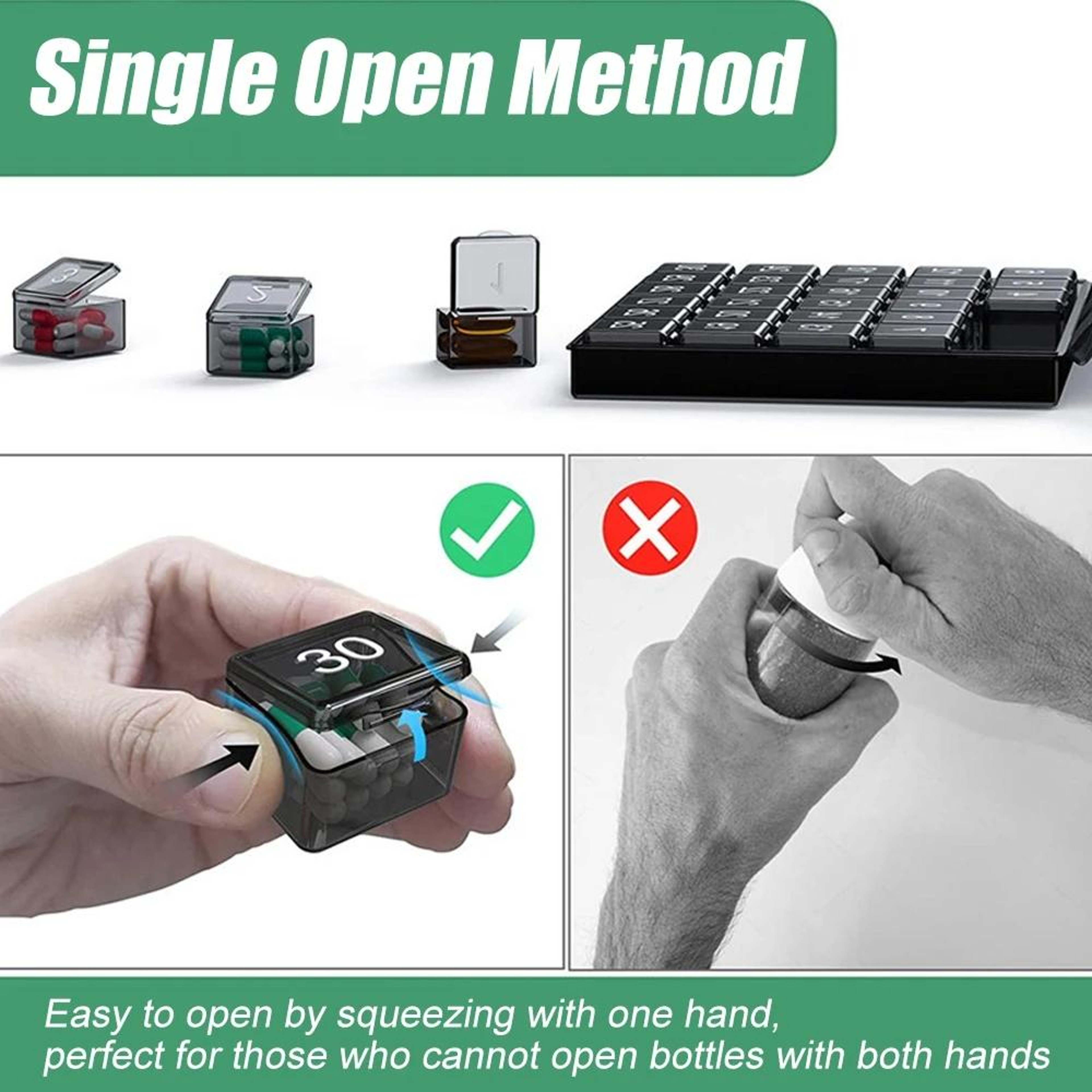 Monthly Easy Open Pill Box Organizer Large Capacity Medicine & Vitamin Case – view 4