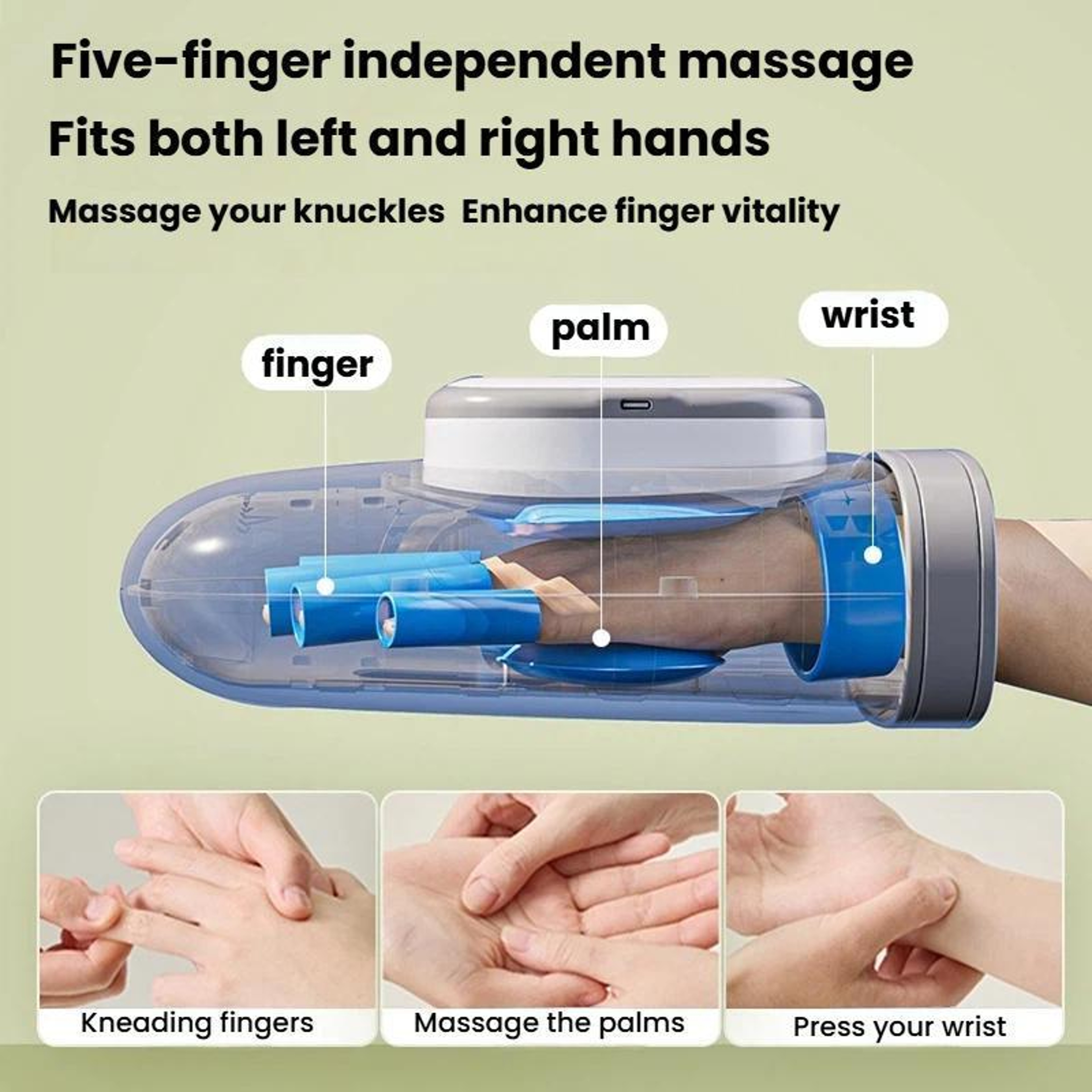 Advanced Hand Massager with Automatic Finger & Palm Kneading and Heat Therapy – view 4