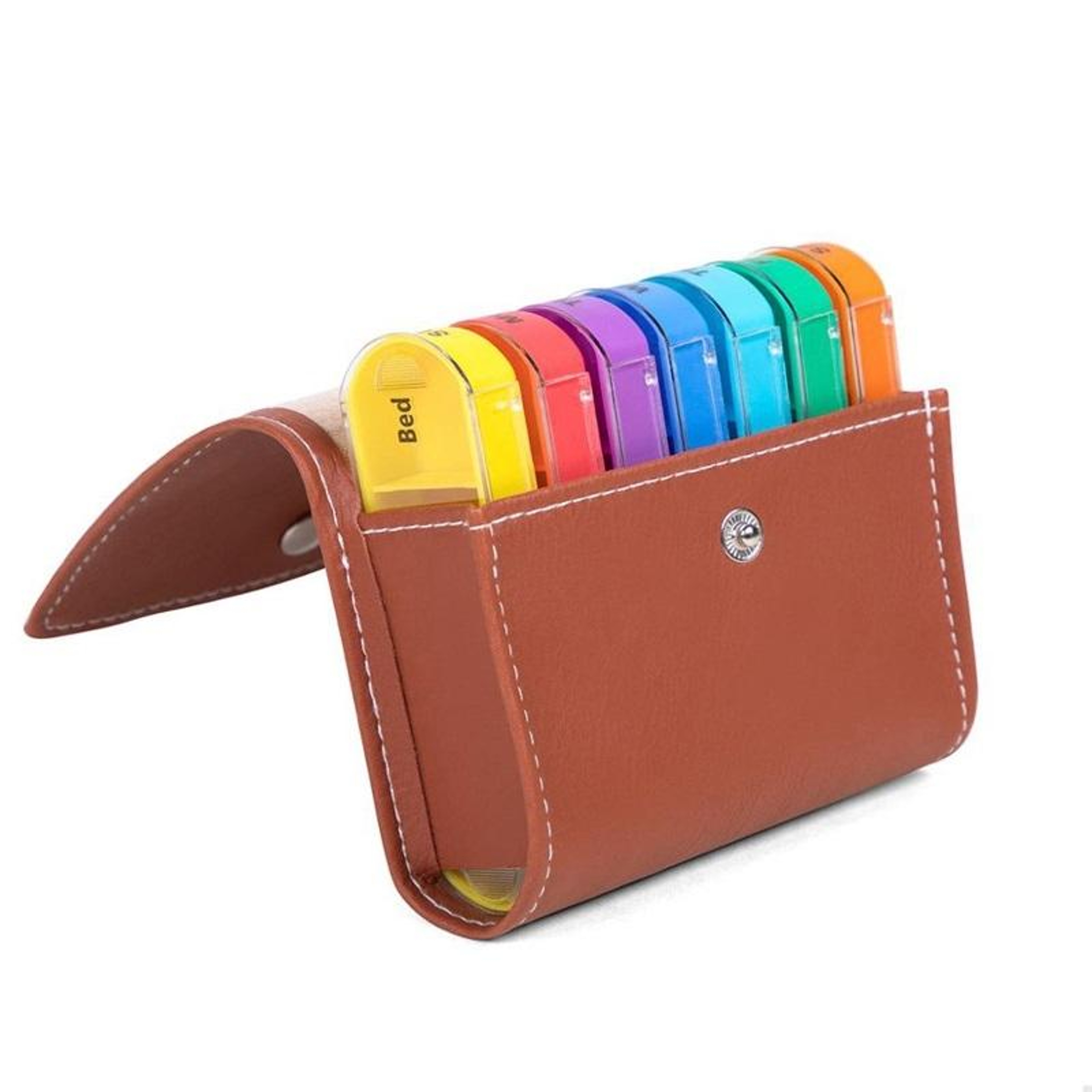 Premium Weekly Pill Organizer  Portable Leather Pill Holder Case 7