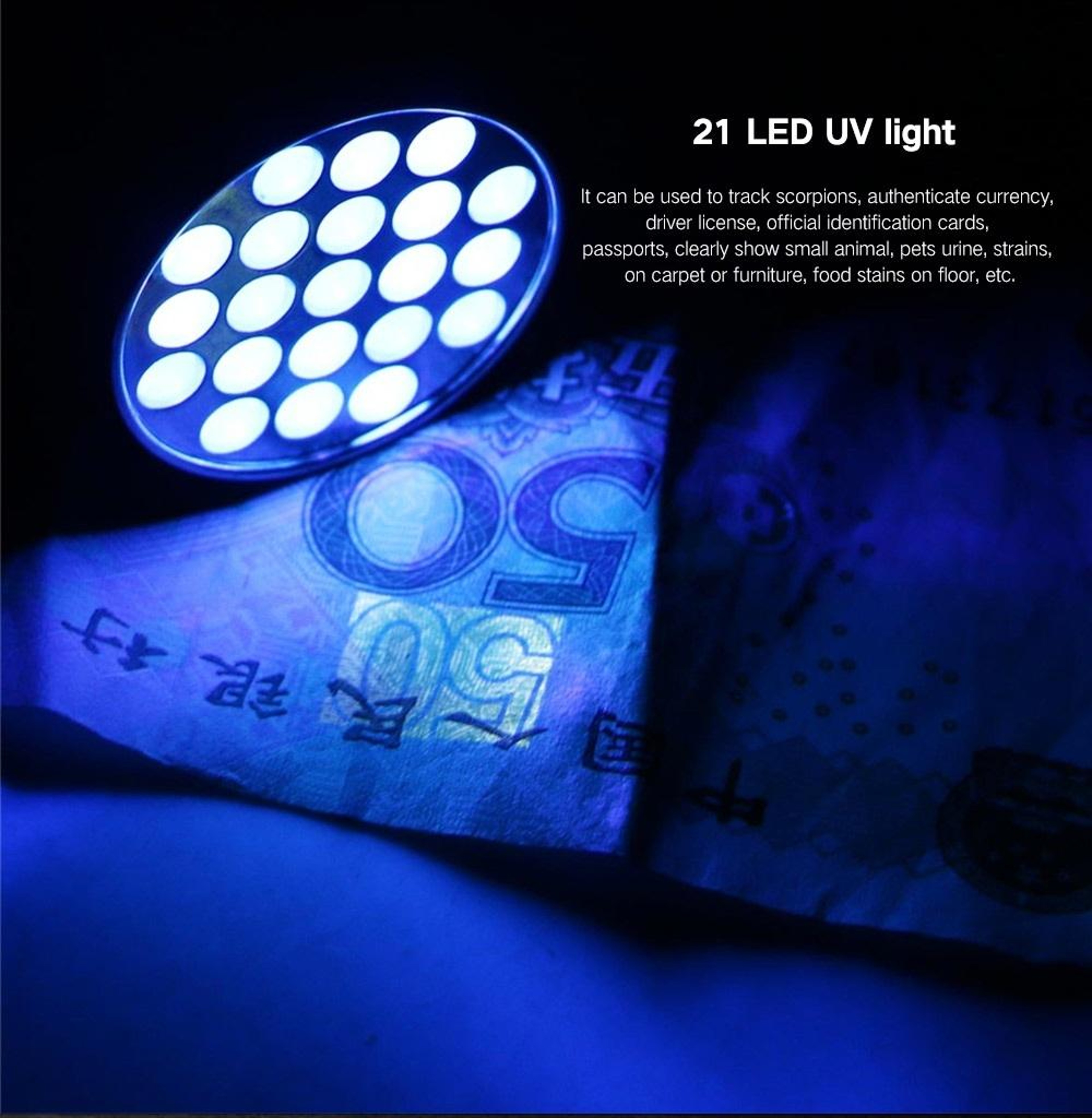 LED UV Blacklight Flashlight Pet Stain Detector Ultra Violet Torch – view 8