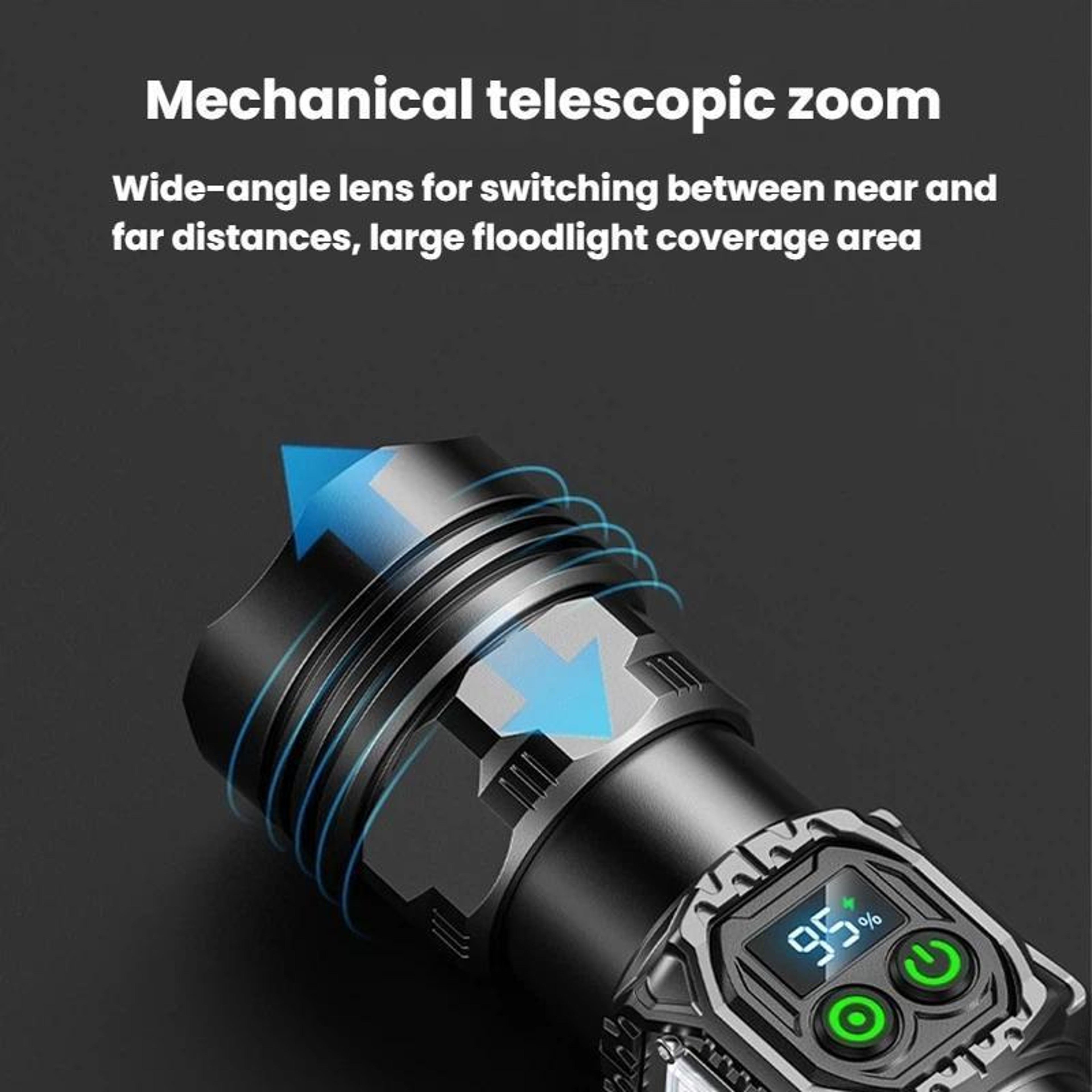 Rechargeable LED Flashlight with Power Display and Rainbow Side Light – view 8