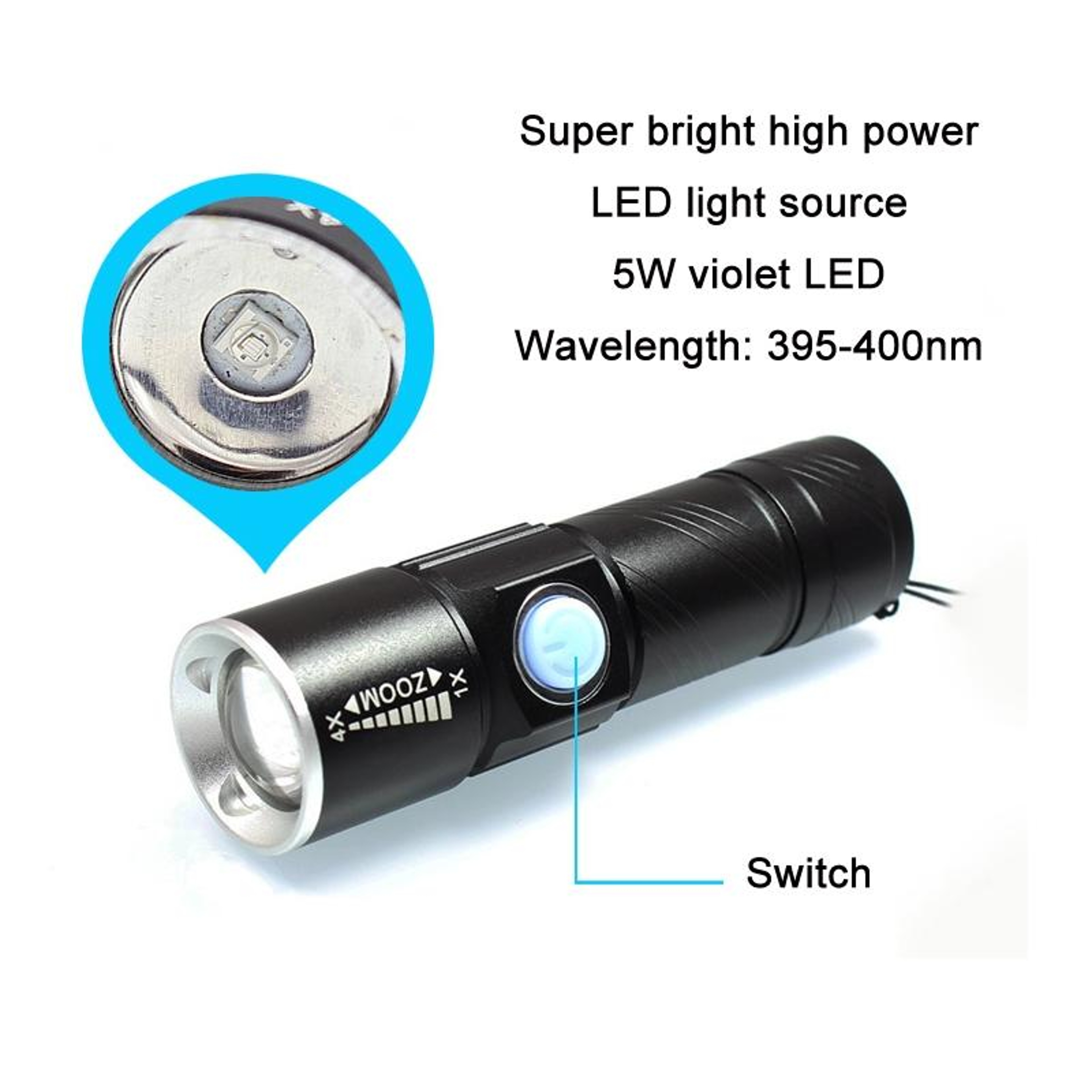 USB Rechargeable UV Flashlight For Jade Identification Portable Ultraviolet Torch  Gemstone Fluores 2