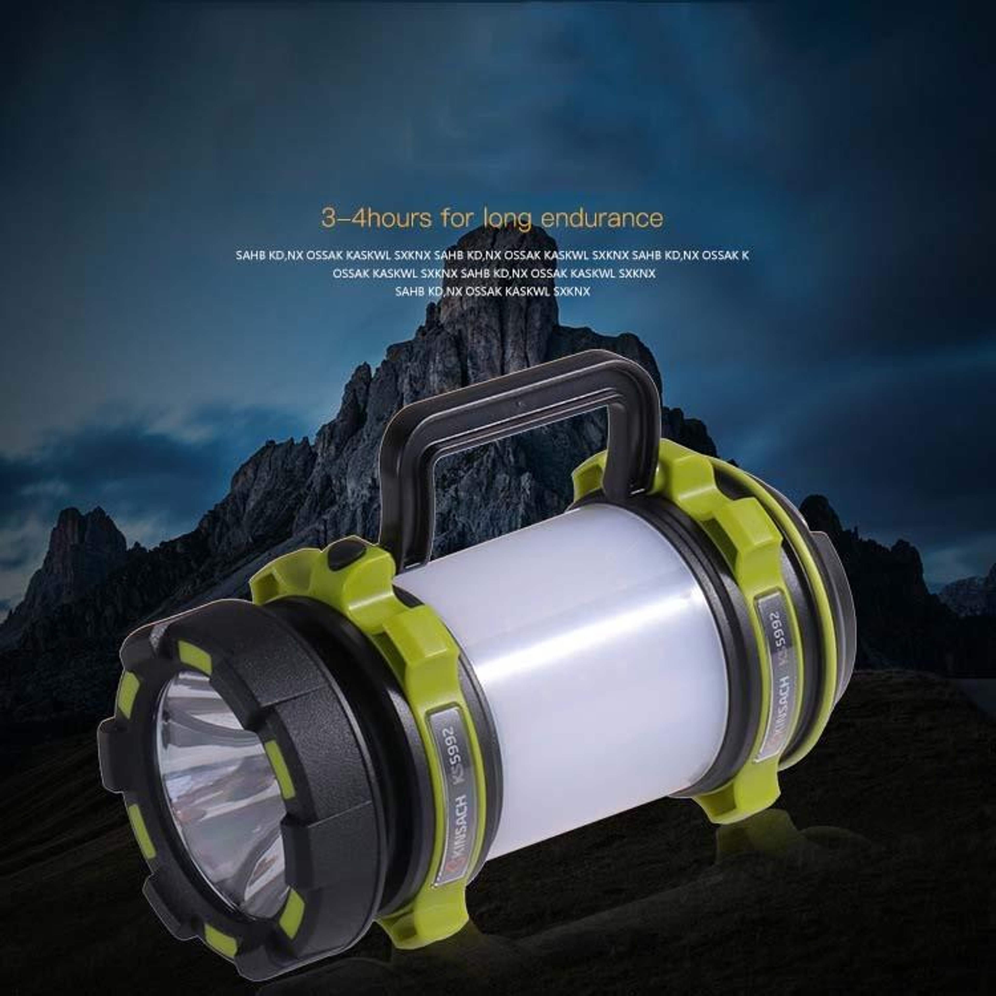 Rechargeable LED Searchlight Camping Light with Side Lamp and USB Charging – view 2