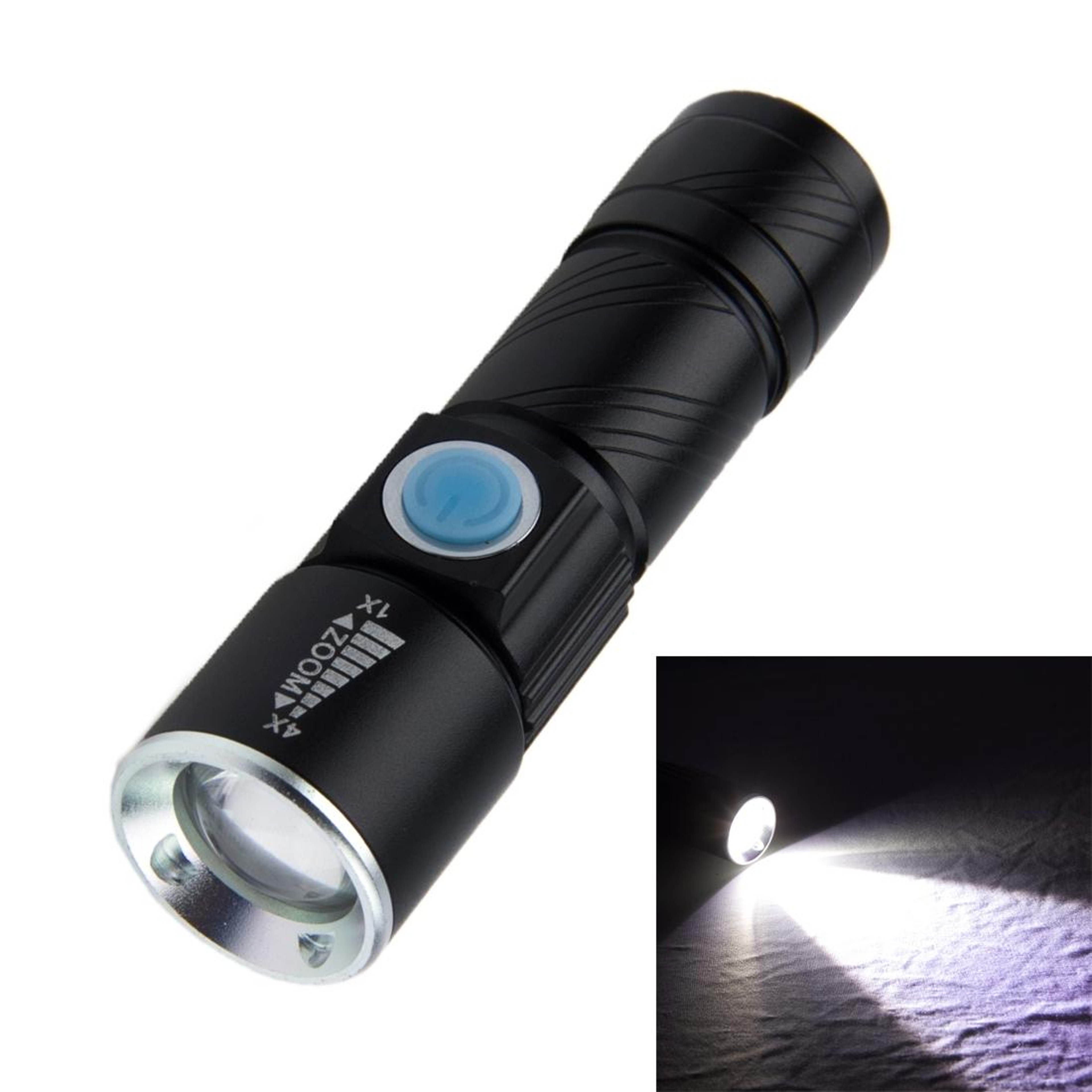 Ultra Bright LED Zoom Flashlight Compact 3 Mode Q5 LED Pocket Torch With Lanyard 10