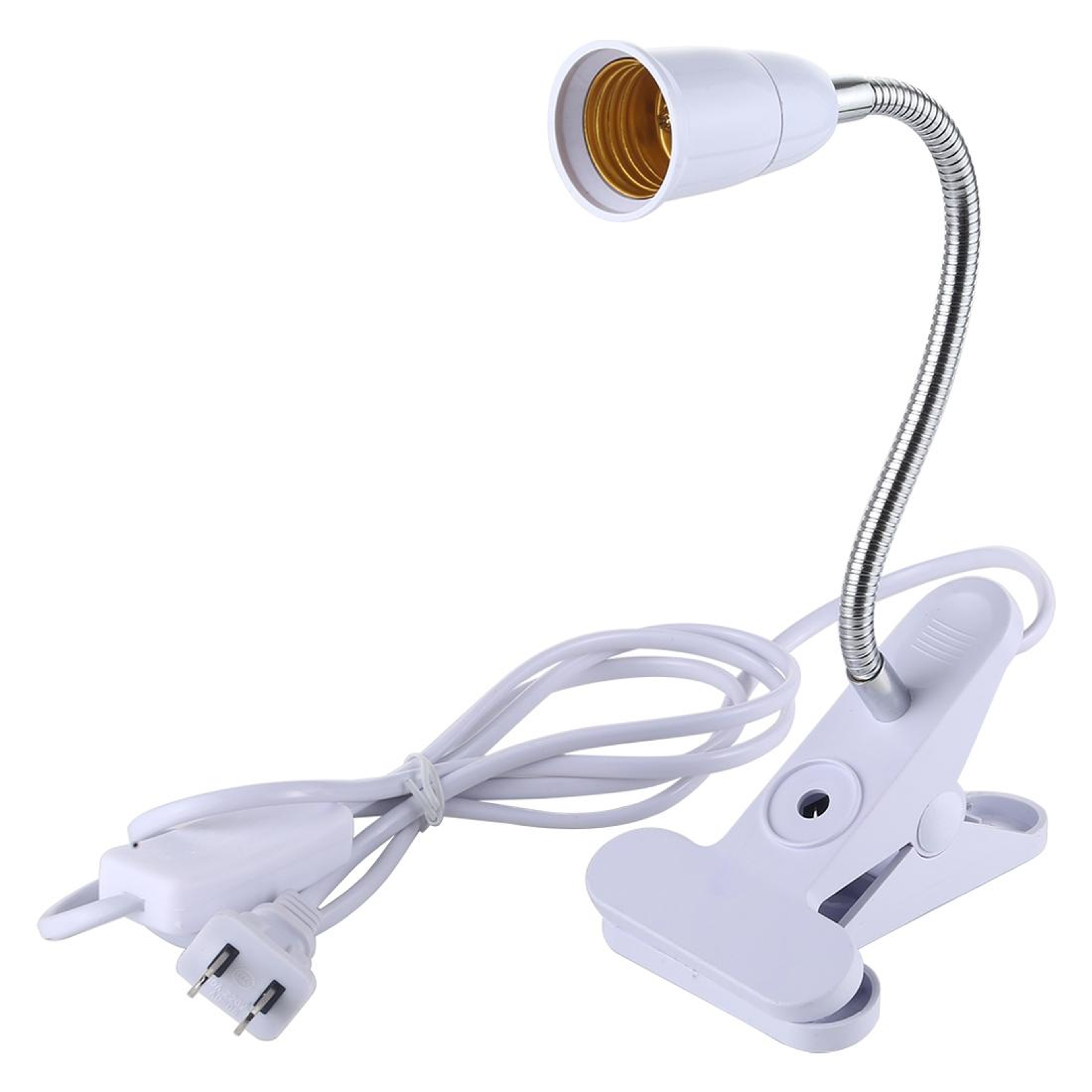 Premium E27 Clip Lamp Holder with 360 Degree Adjustable Lamp Base, Flexible Gooseneck & Switch US Plug – view 2