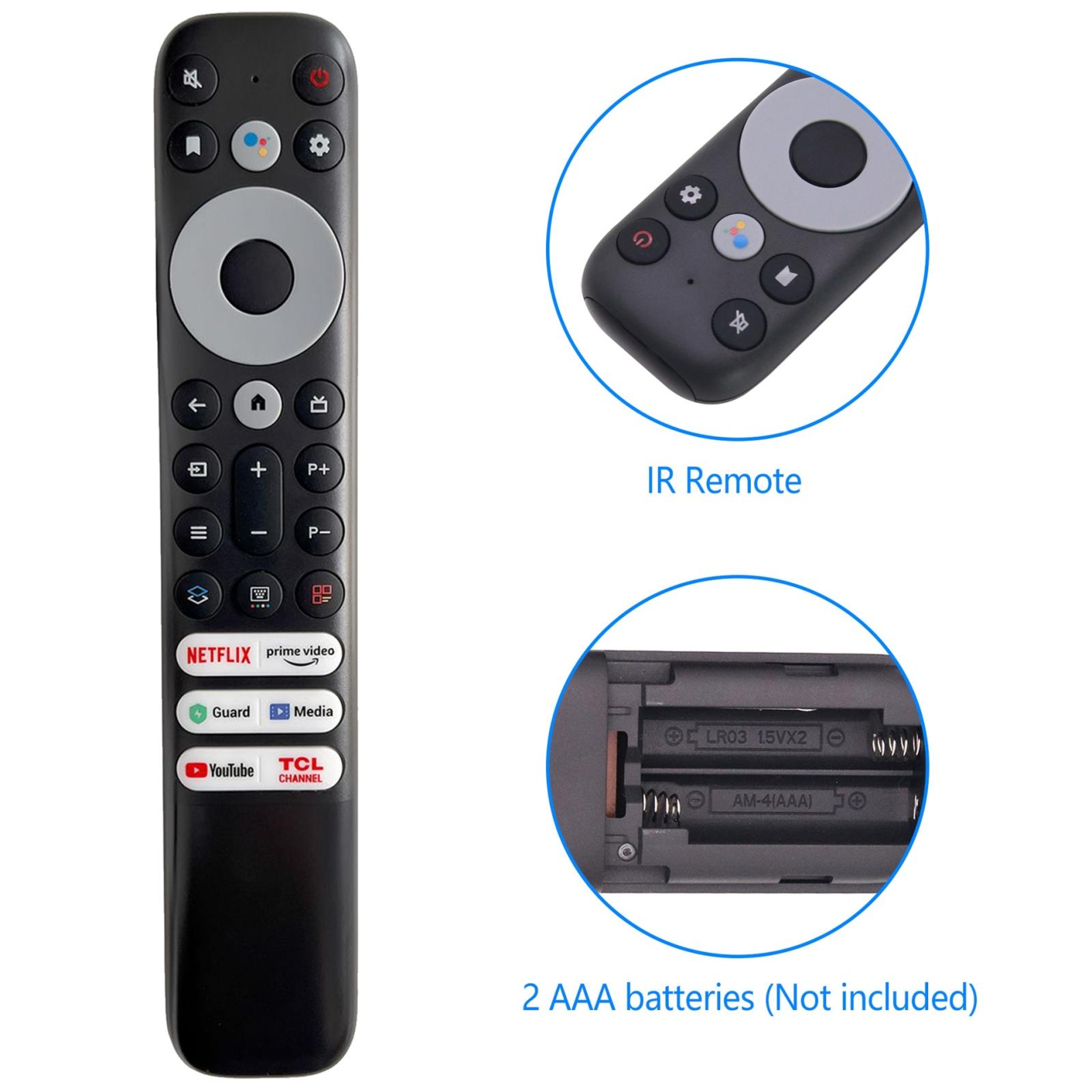 Premium TCL TV Replacement Infrared Smart Remote Control – view 2