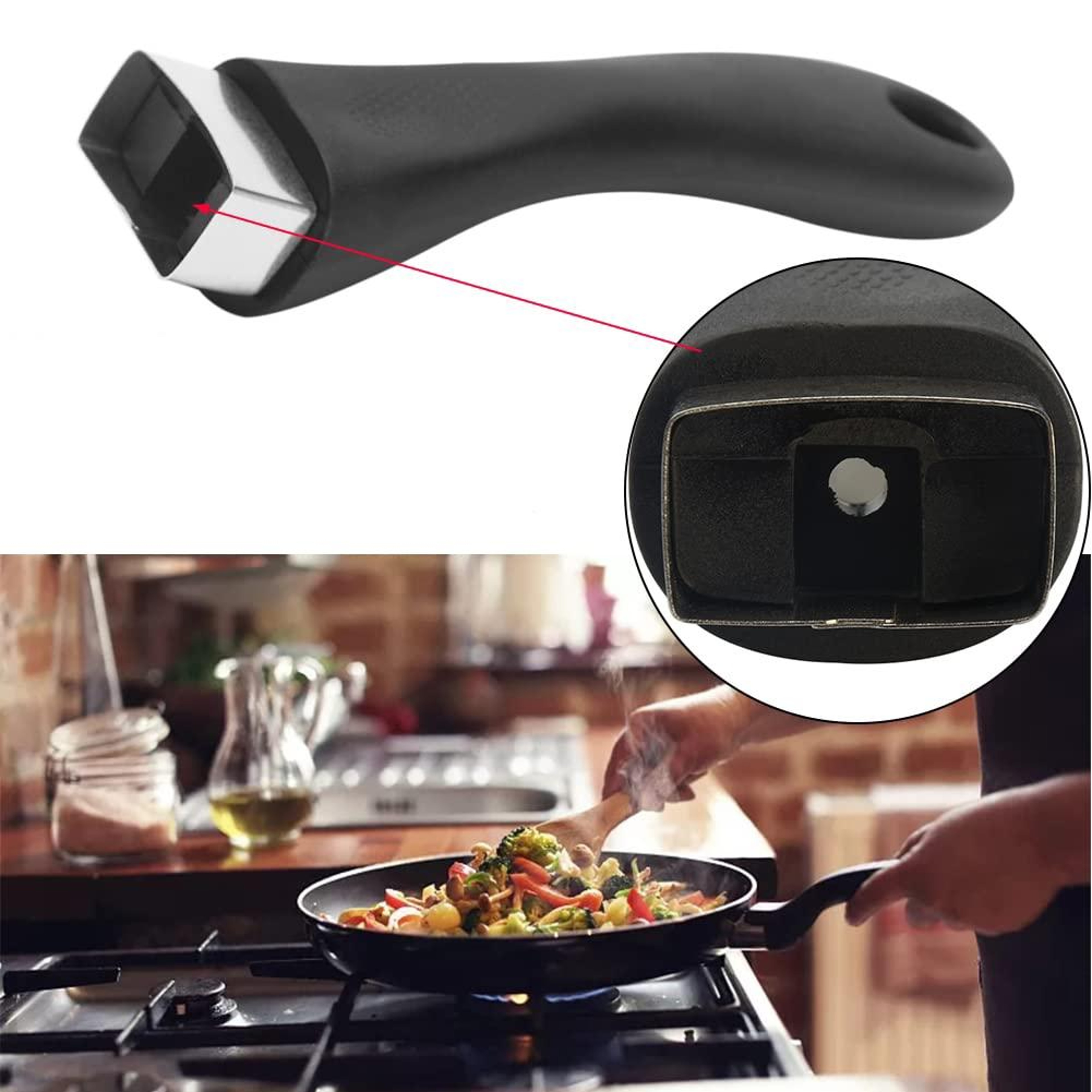 Universal Heat Resistant Replacement Pot Handle Bakelite Long Ergonomic Pan Grip – view 6
