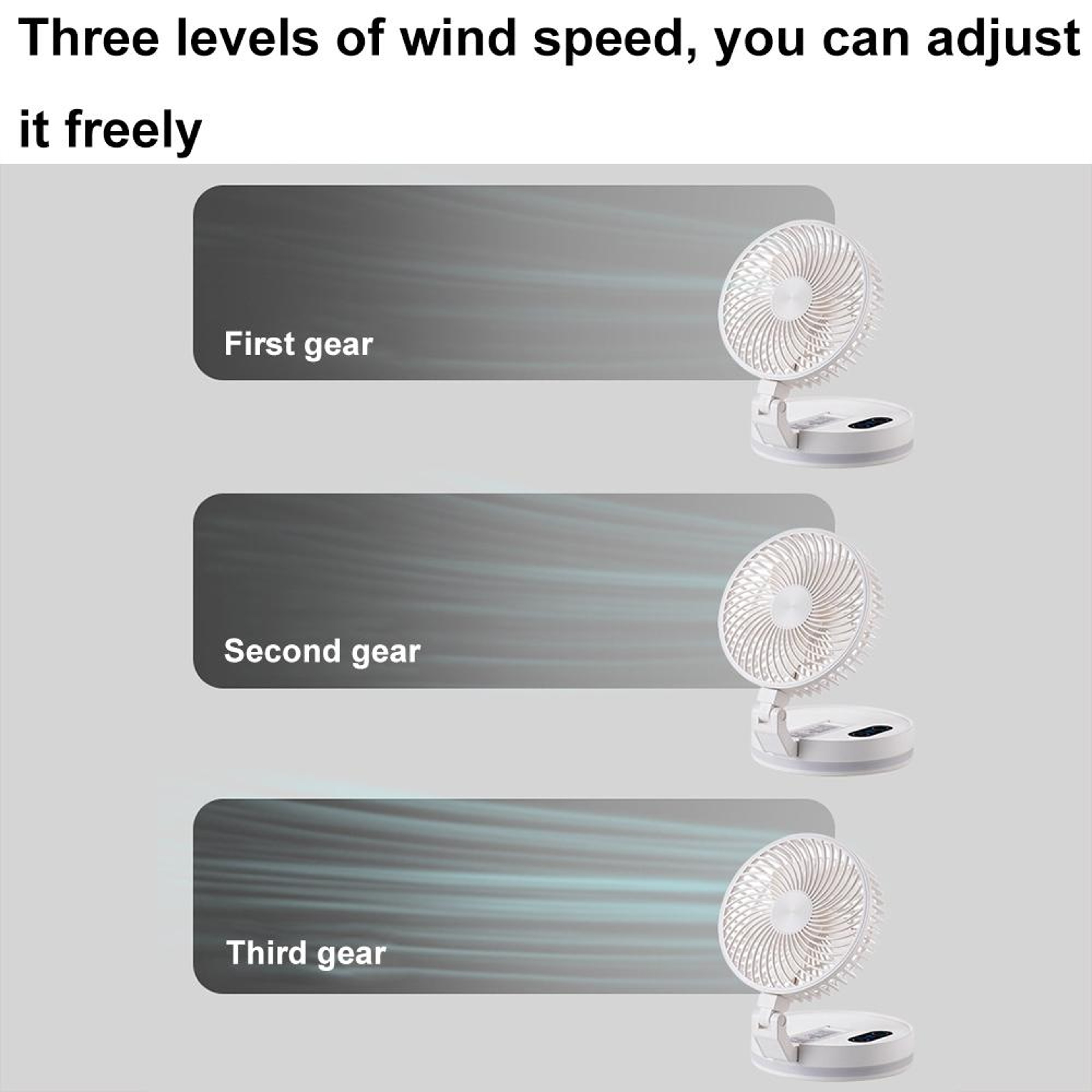 Foldable Wall Mounted Fan With Remote Control LED Light  Desktop Rotation 4
