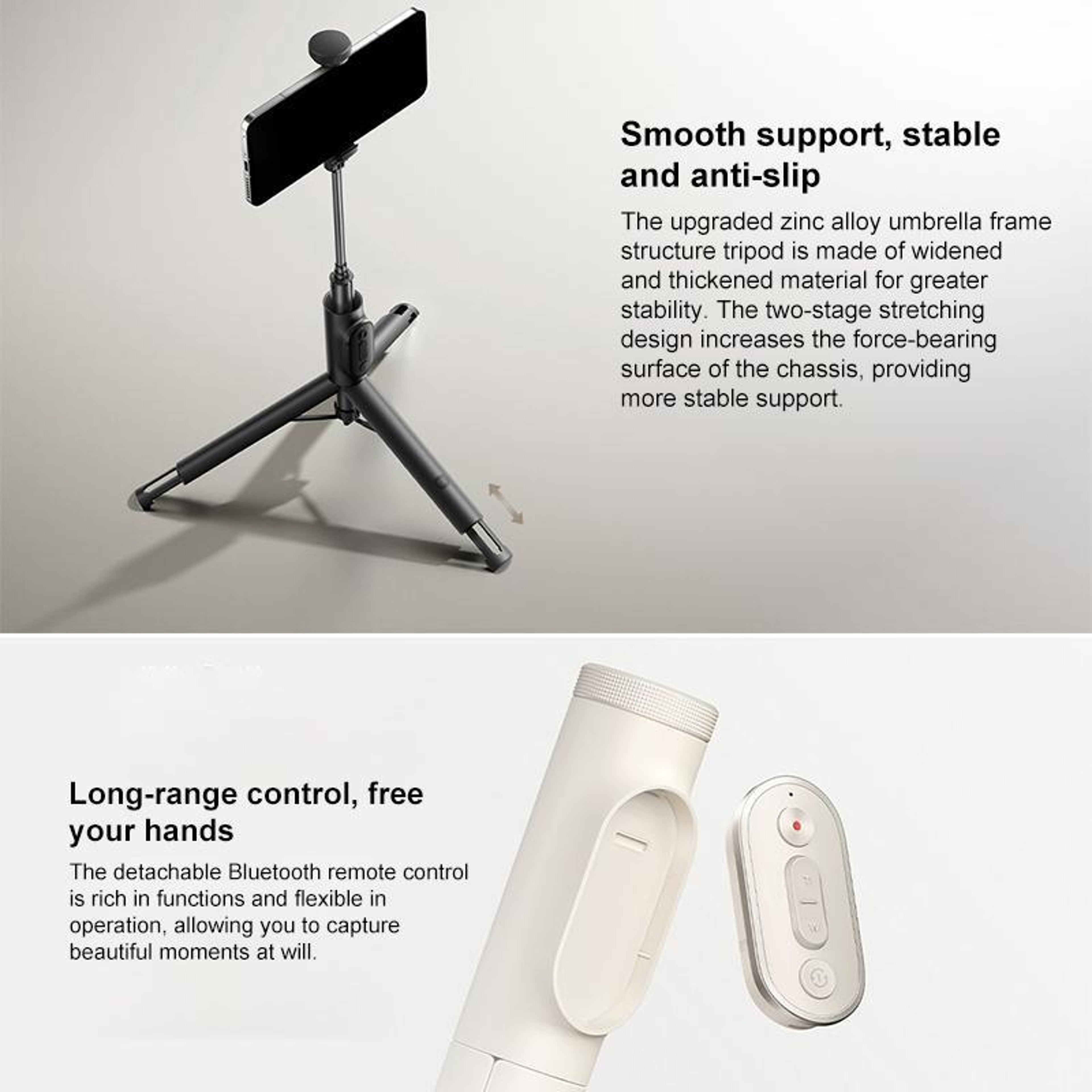 Zoom Floor Standing Bluetooth Selfie Stick With Tripod  Remote Control 3