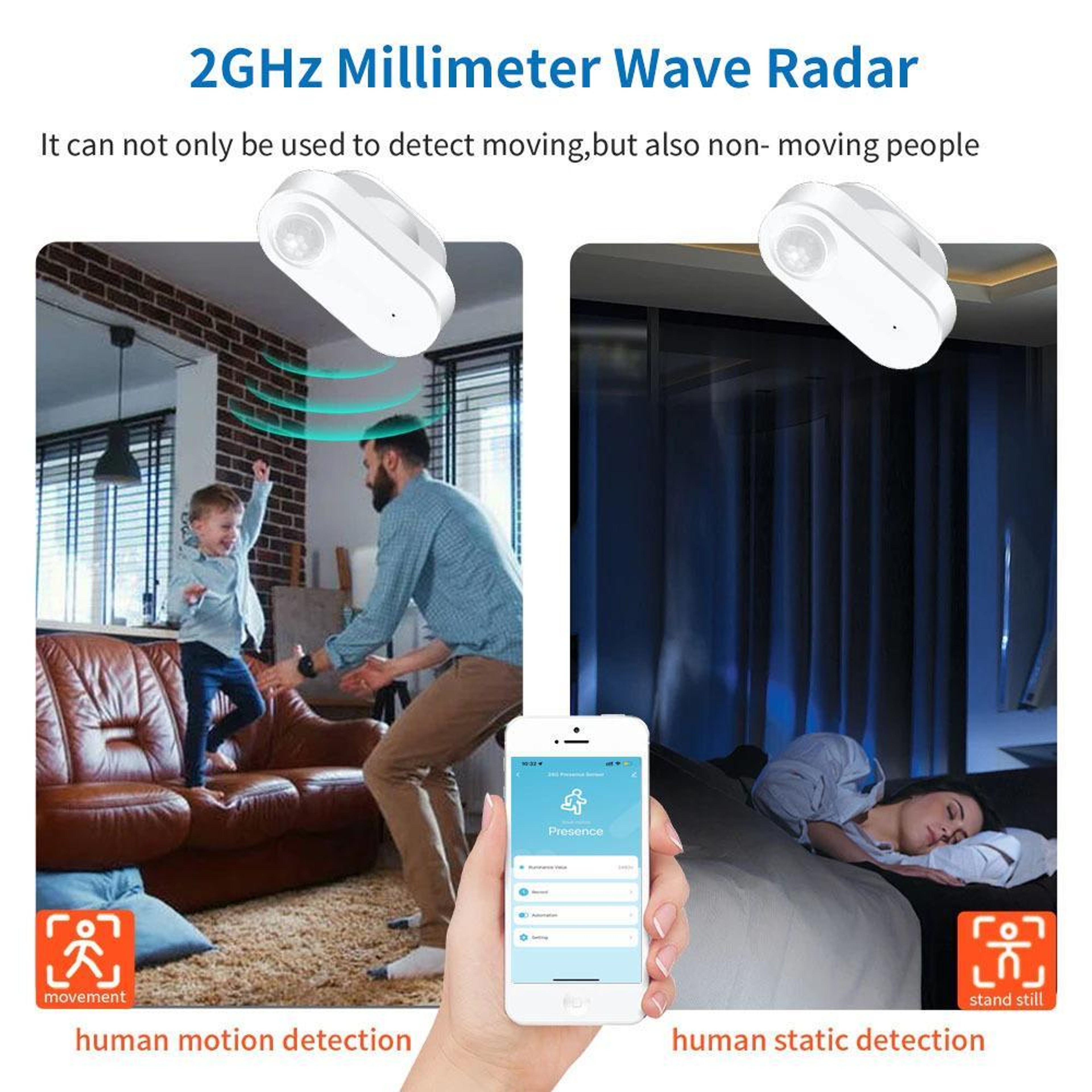 Smart Human Presence Sensor with PIR Motion & Light Detection for Home Assistant – view 3