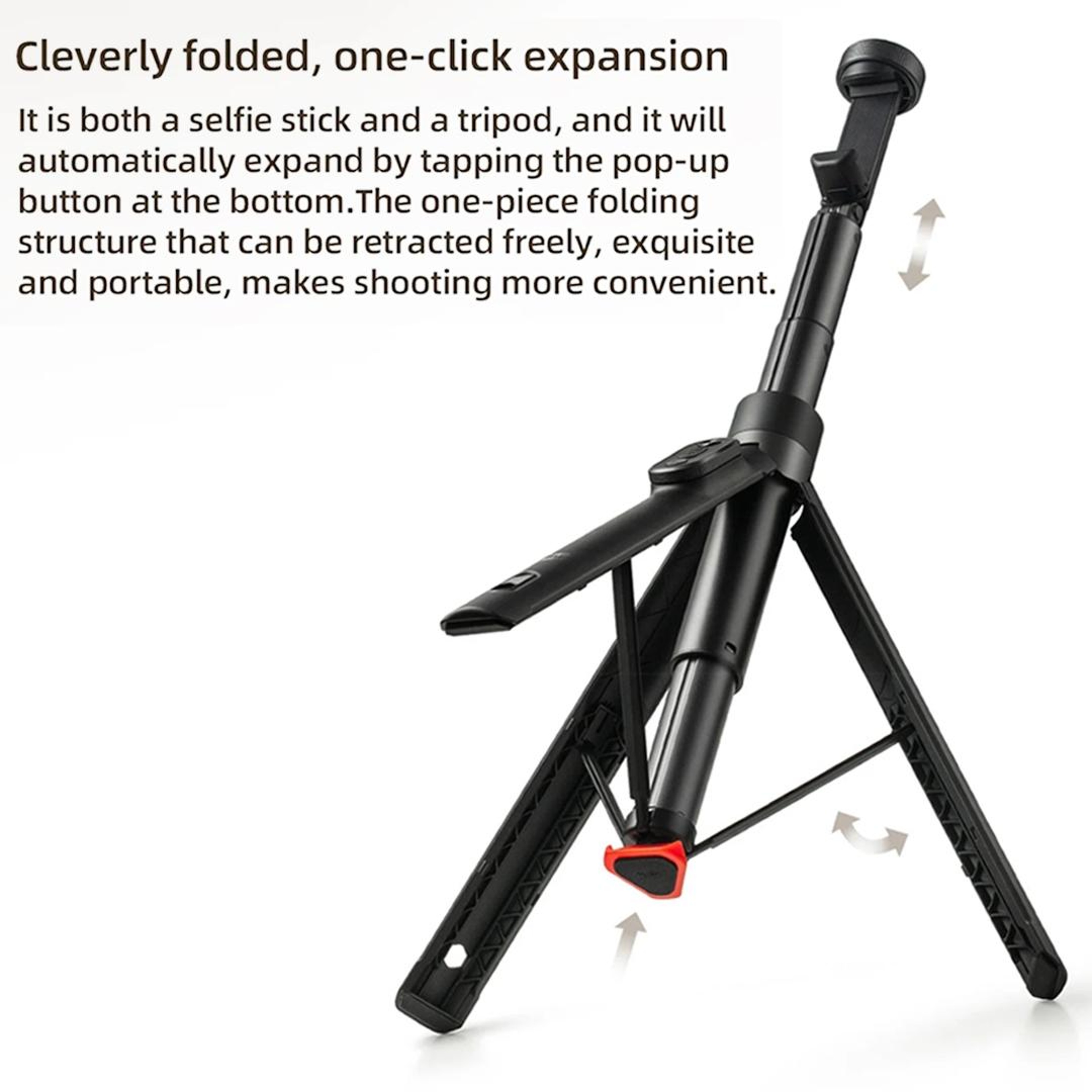Bluetooth Selfie Stick Tripod with Zoom Control & Floor Standing Phone Stand – view 4