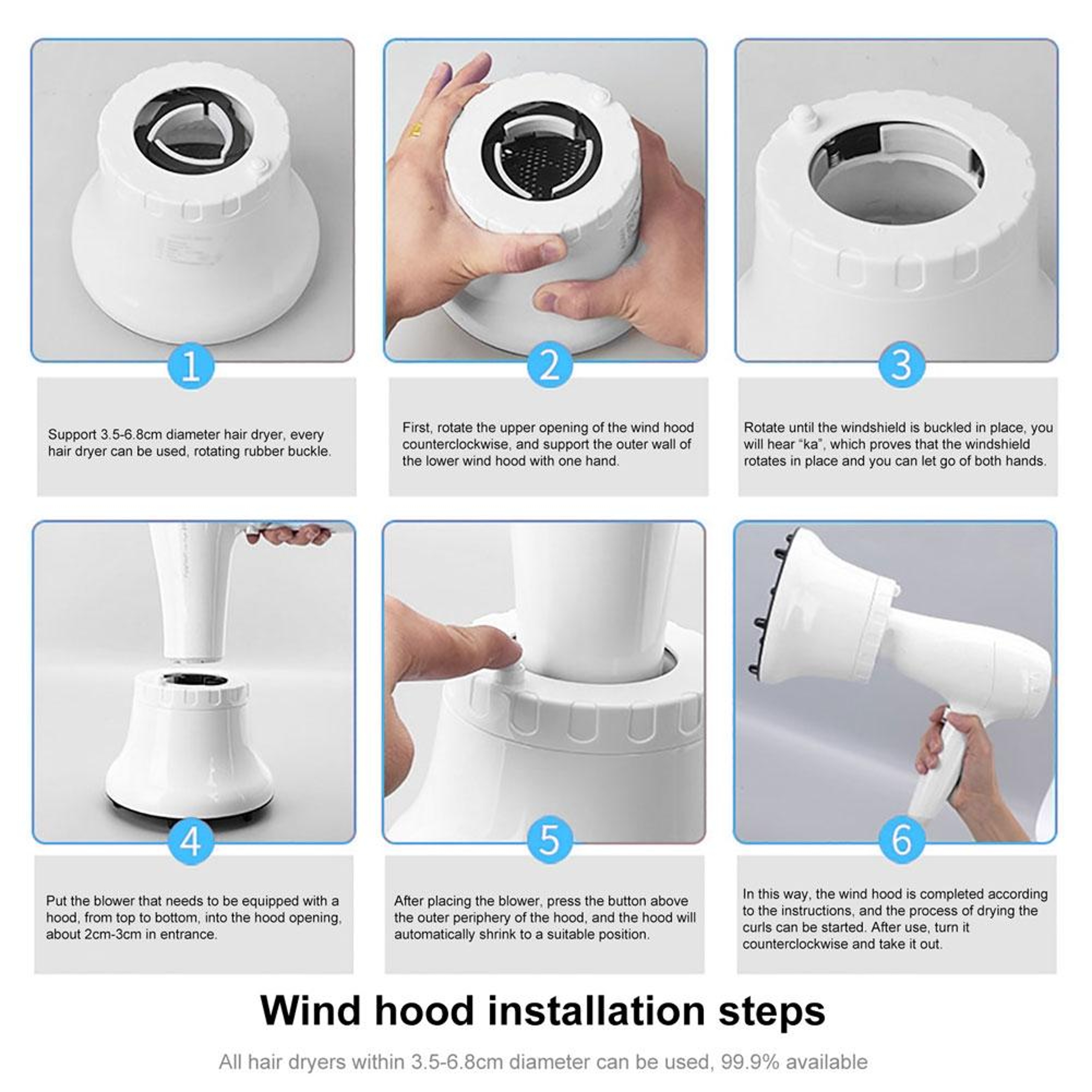 Universal Rotating Hair Diffuser For Blow Dryers Large Curl Defining Dryer Attachment 5