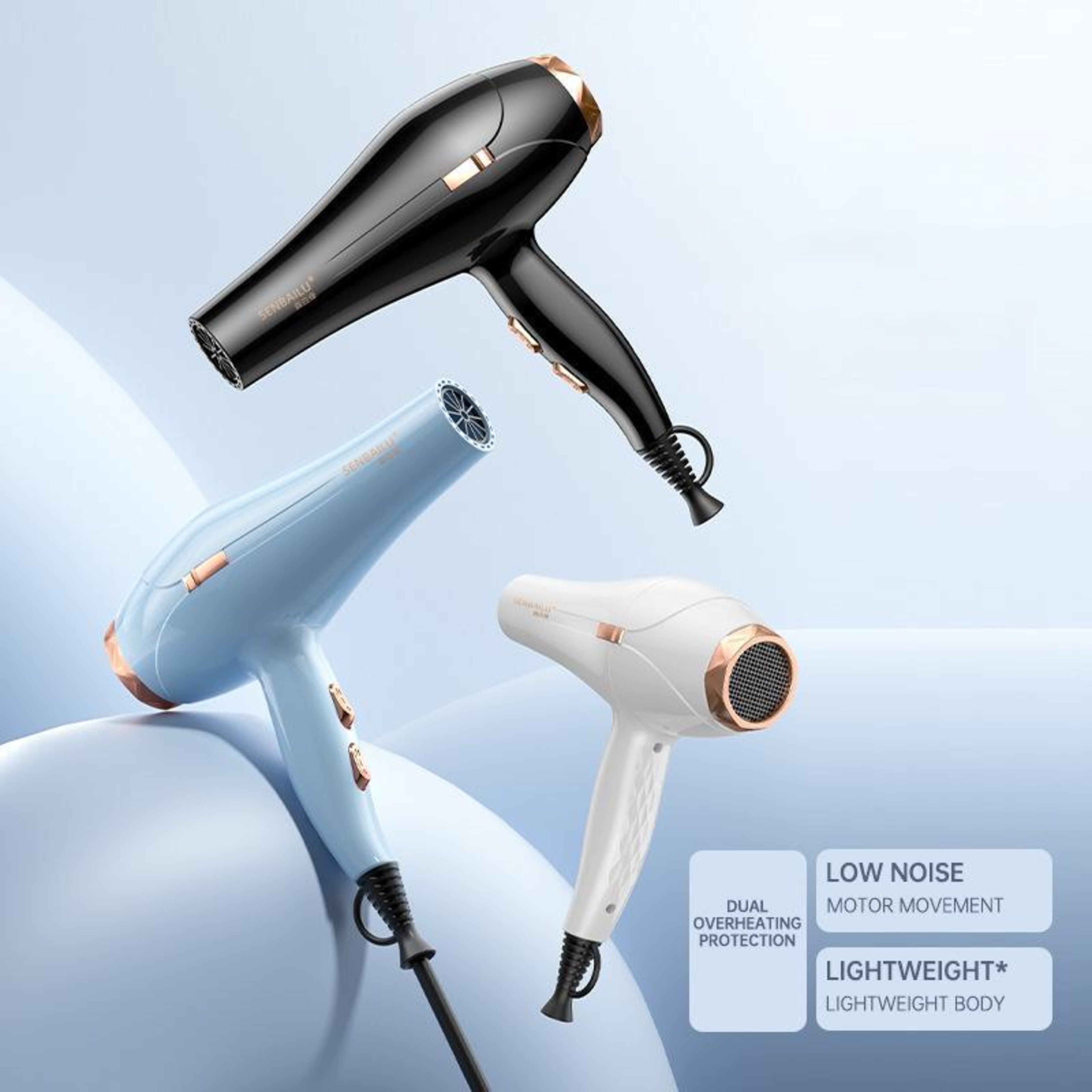 Light Ionic Hair Dryer With Hot  Cold Air Fast Drying Hair Care Blow Dryer 1
