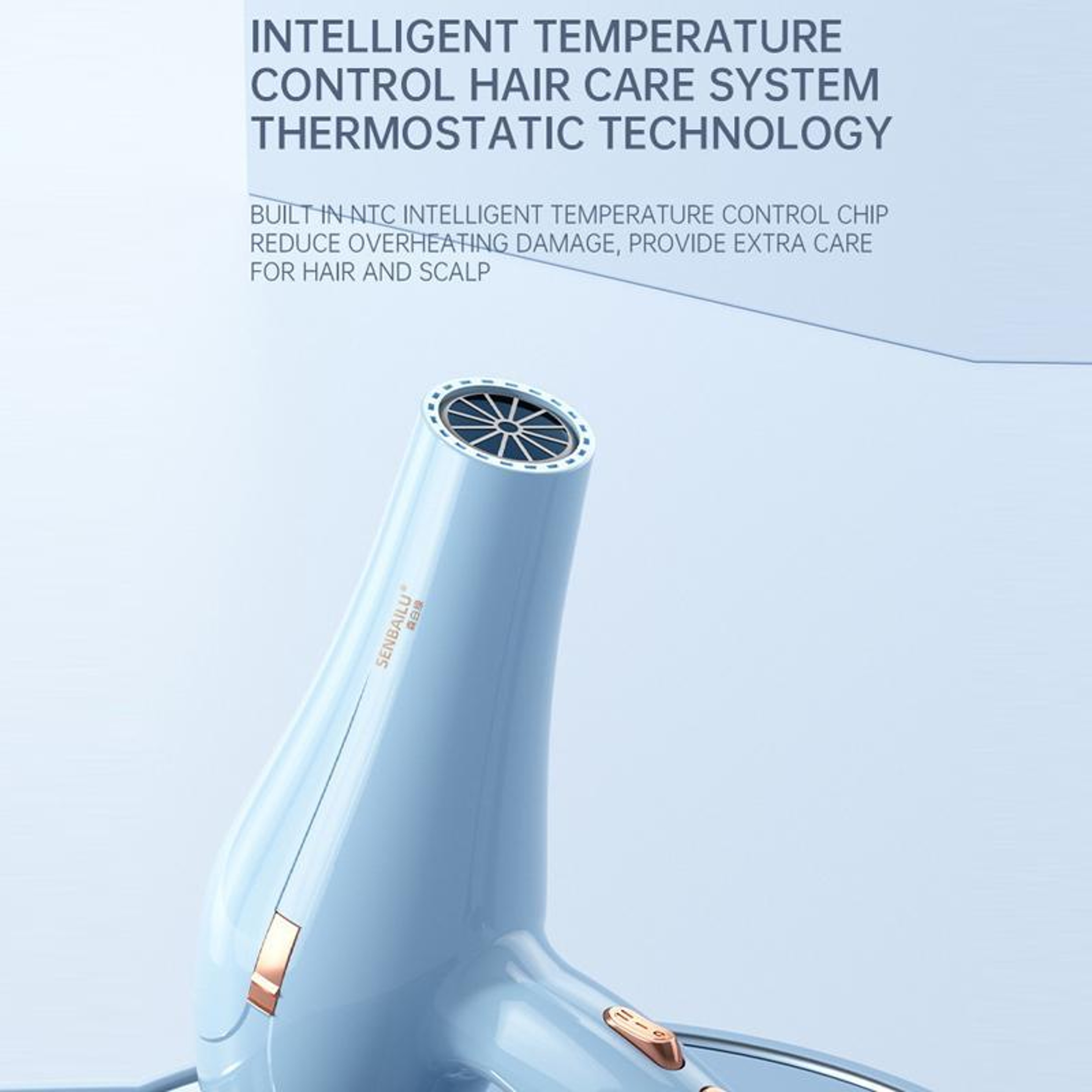 Light Ionic Hair Dryer With Hot  Cold Air Fast Drying Hair Care Blow Dryer 10