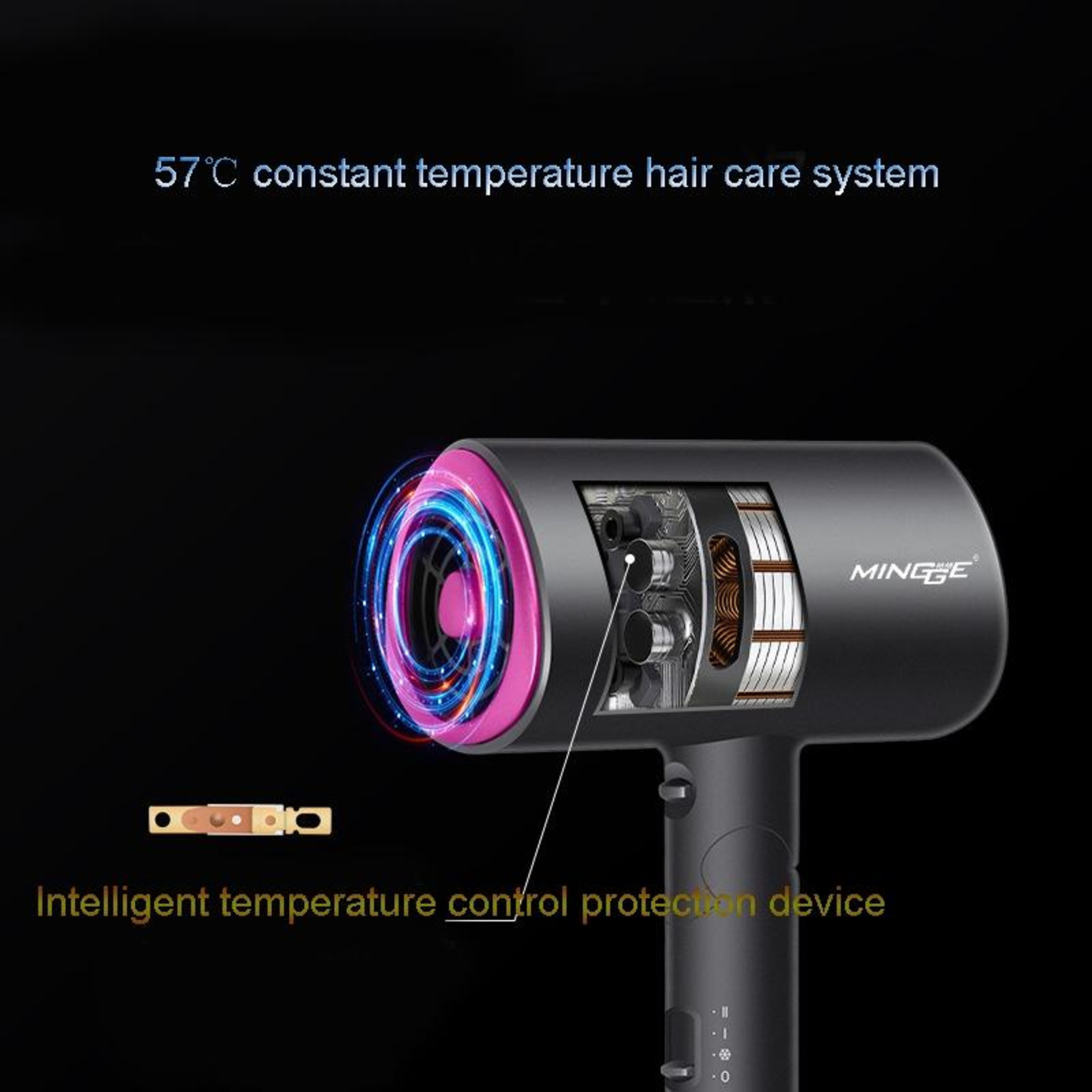 Foldable Fast Dry Hair Dryer With Hot  Cold Air Control 4