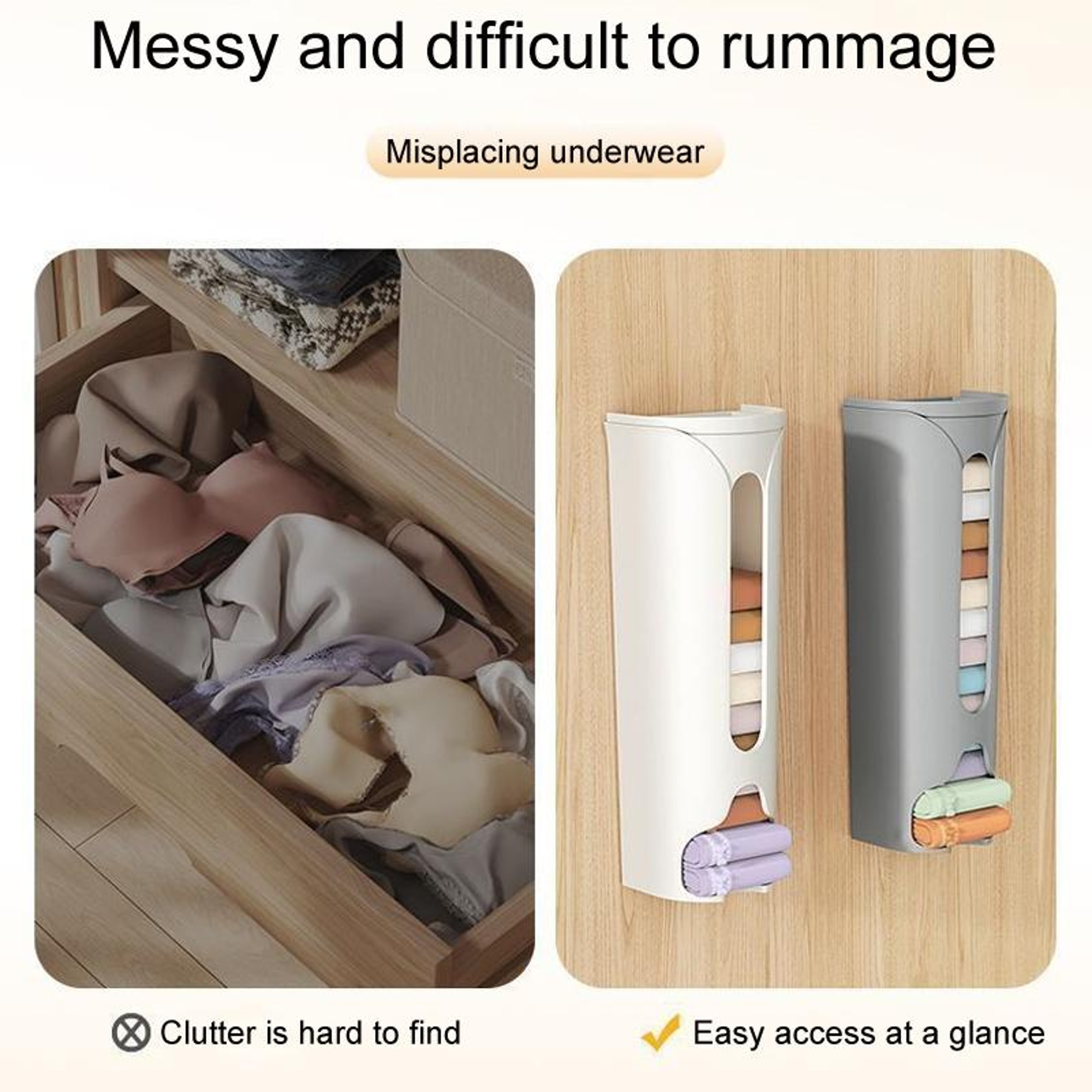 Space Saving Wall Mounted Sock Organizer  Underwear Storage Box With No Drill Installation 2