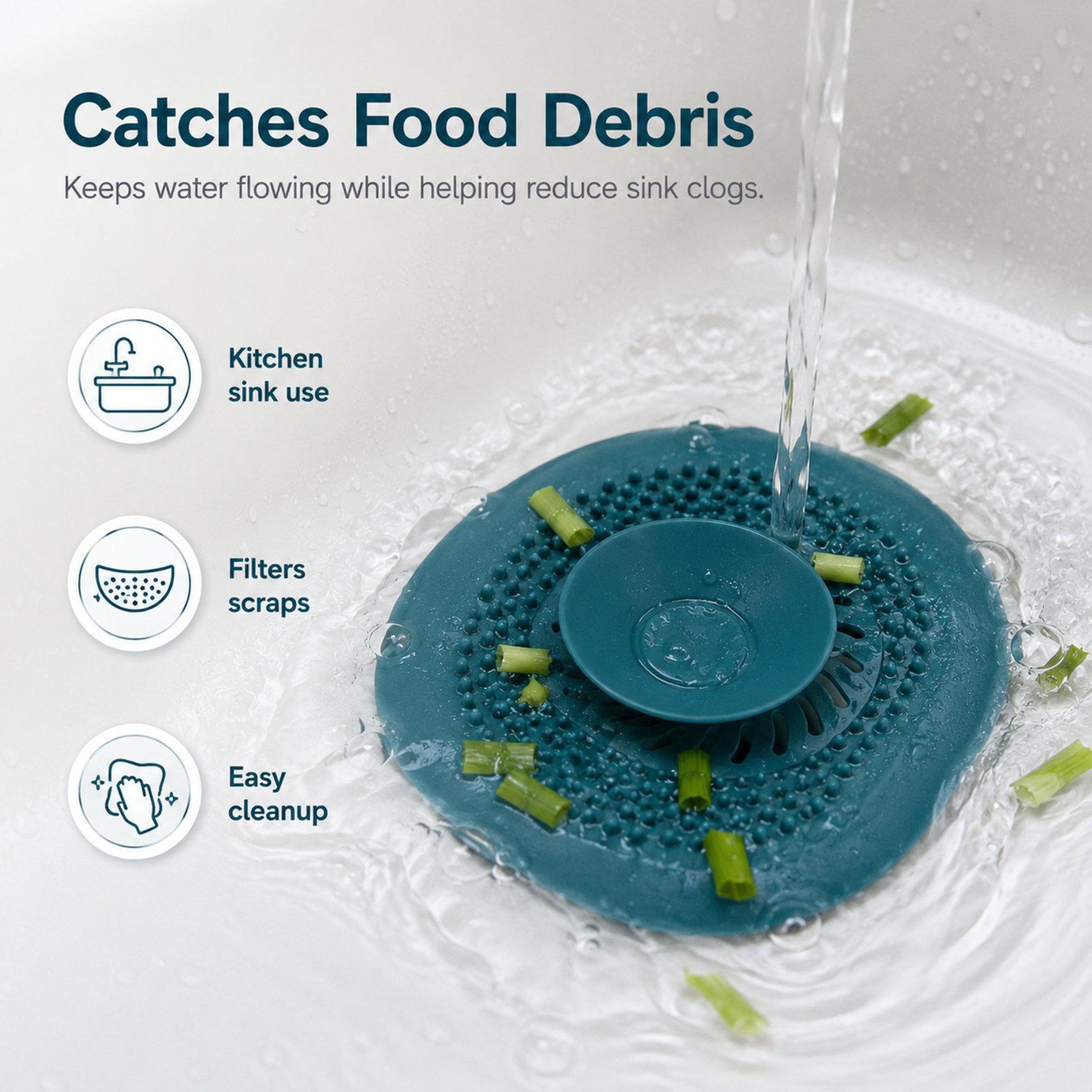 Push Button Sink Drain Strainer & Hair Catcher Cover for Kitchen and Bathroom Sinks – view 2