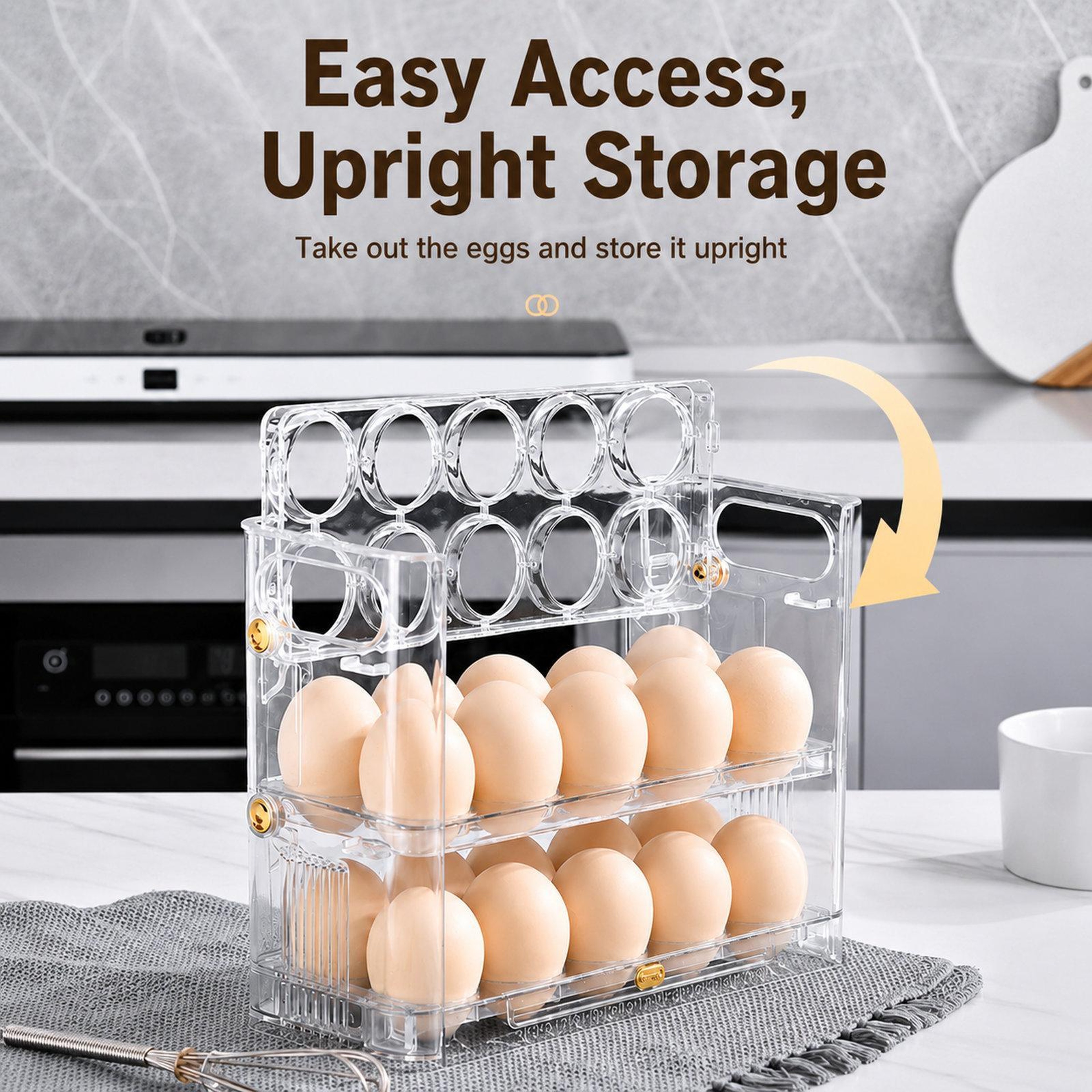 Refrigerator Door Organizer With Date Tracker Tier Flip Up Egg Holder For Refrigerator 3