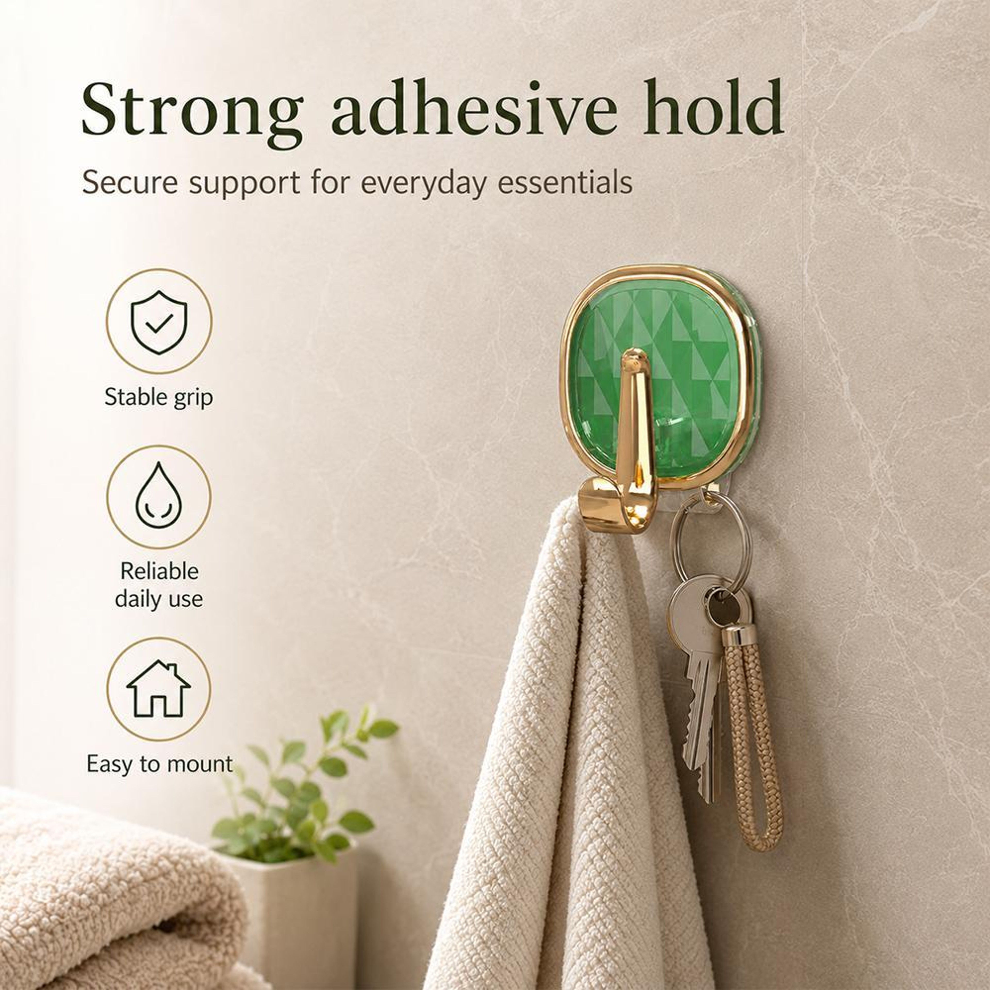 CrystalClear Heavy Duty Adhesive Wall Hooks No Drill Traceless Coat  Towel Hangers 4