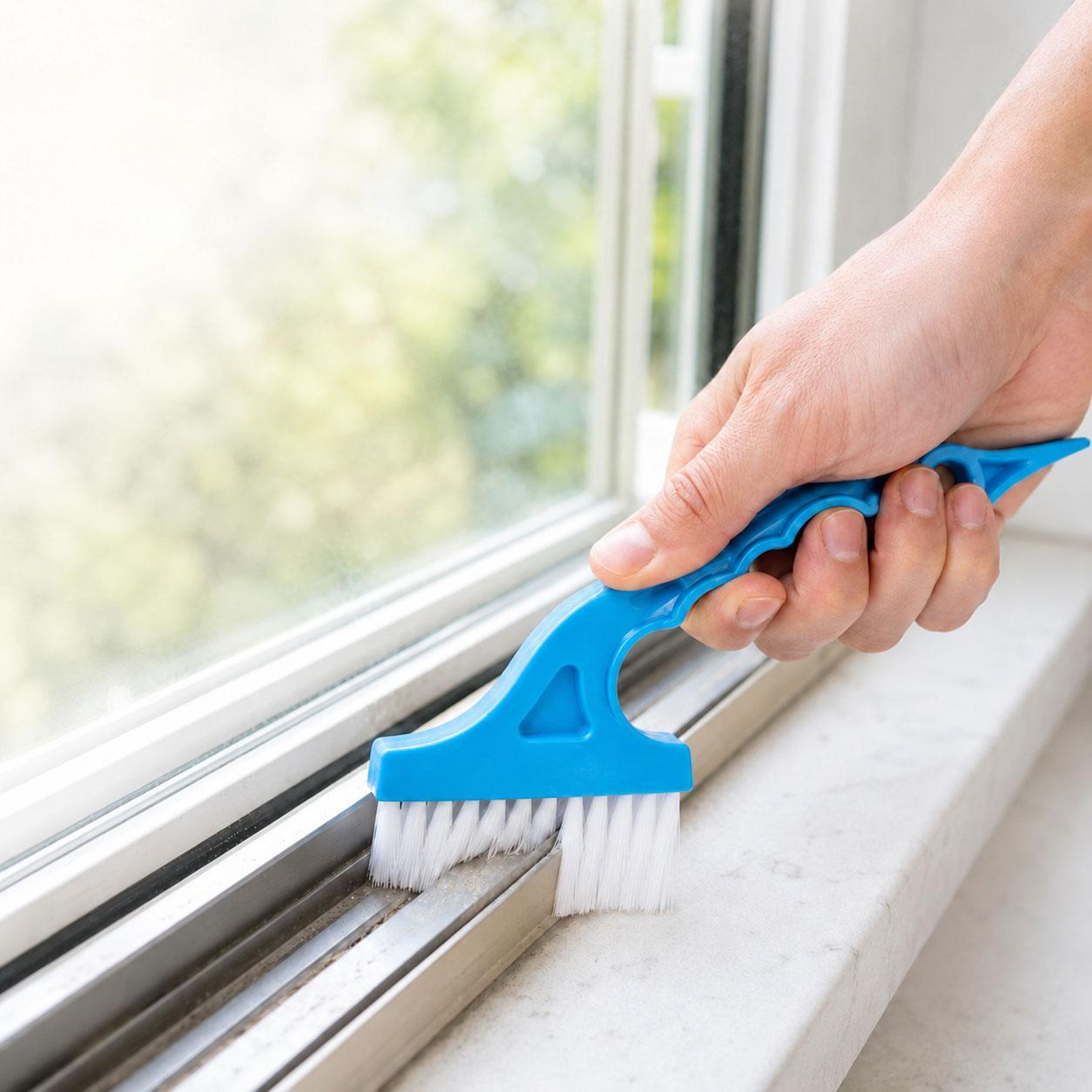 Window Track Cleaning Brush with Built In Scraper for Grooves, Gaps & Sliding Door Rails – view 1