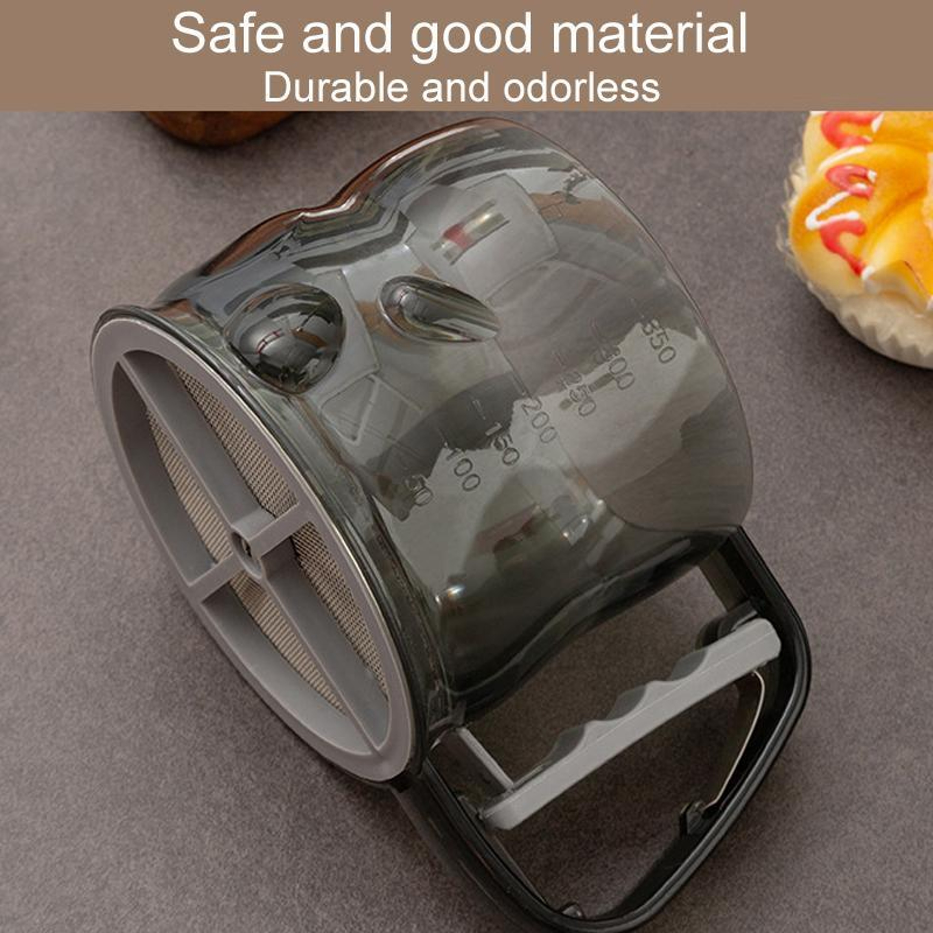Semi Automatic Flour Sifter With Measuring Cup Fine Mesh Baking Tool 4