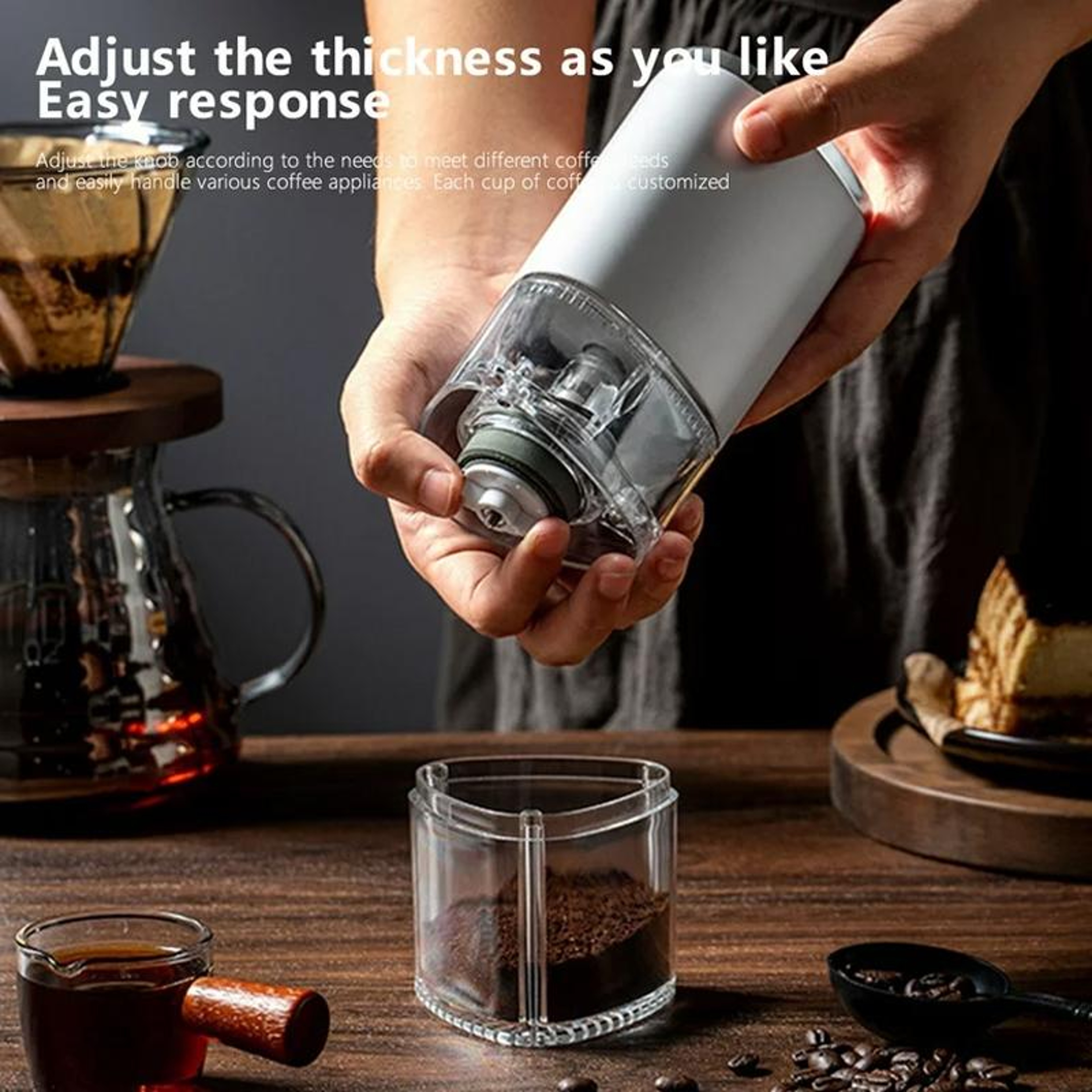 Portable Electric Coffee Grinder With Stainless Steel Blades  Adjustable Grind 3