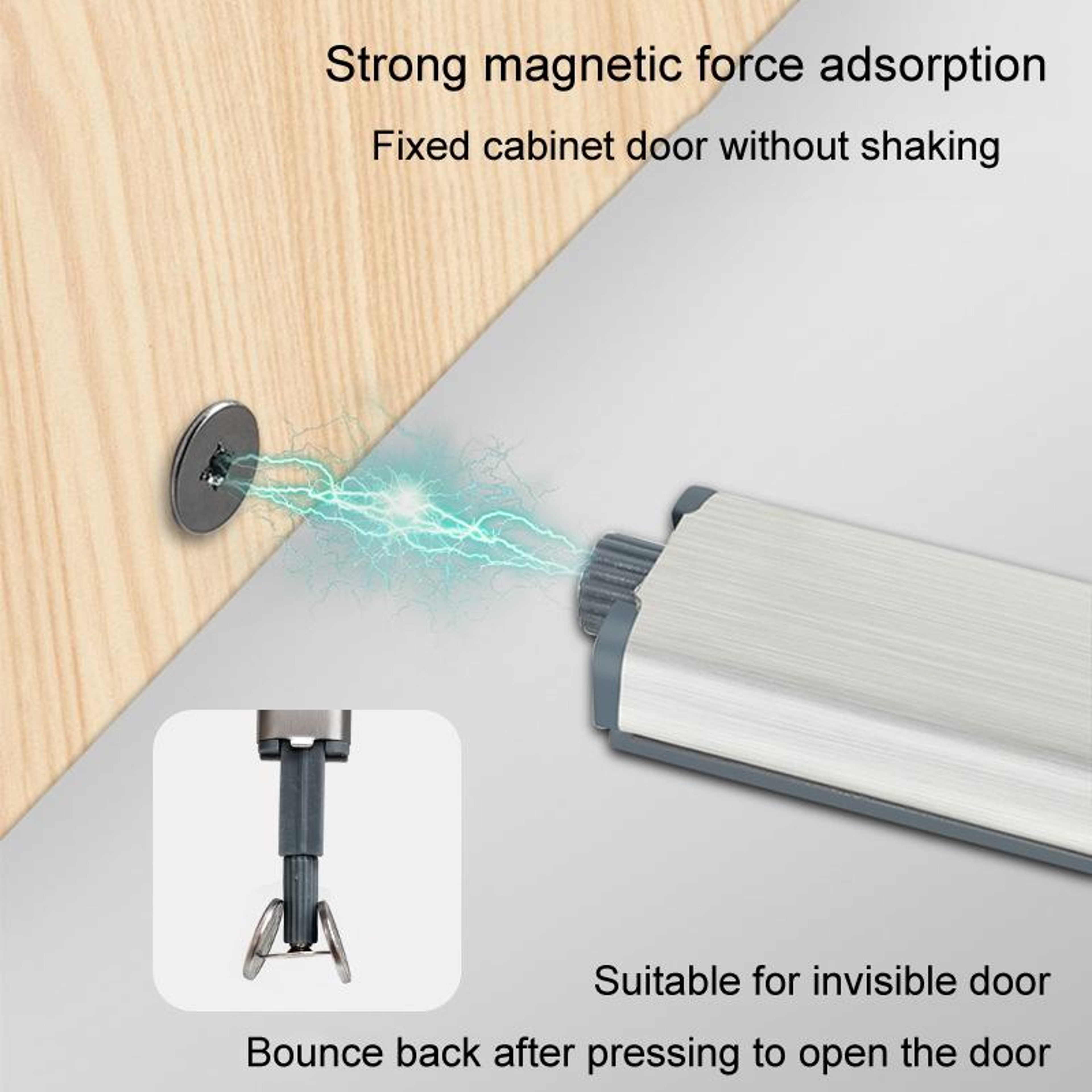 Magnetic Push To Open Cabinet Latch Handleless Door Rebounder With Soft Magnetic Closure 1