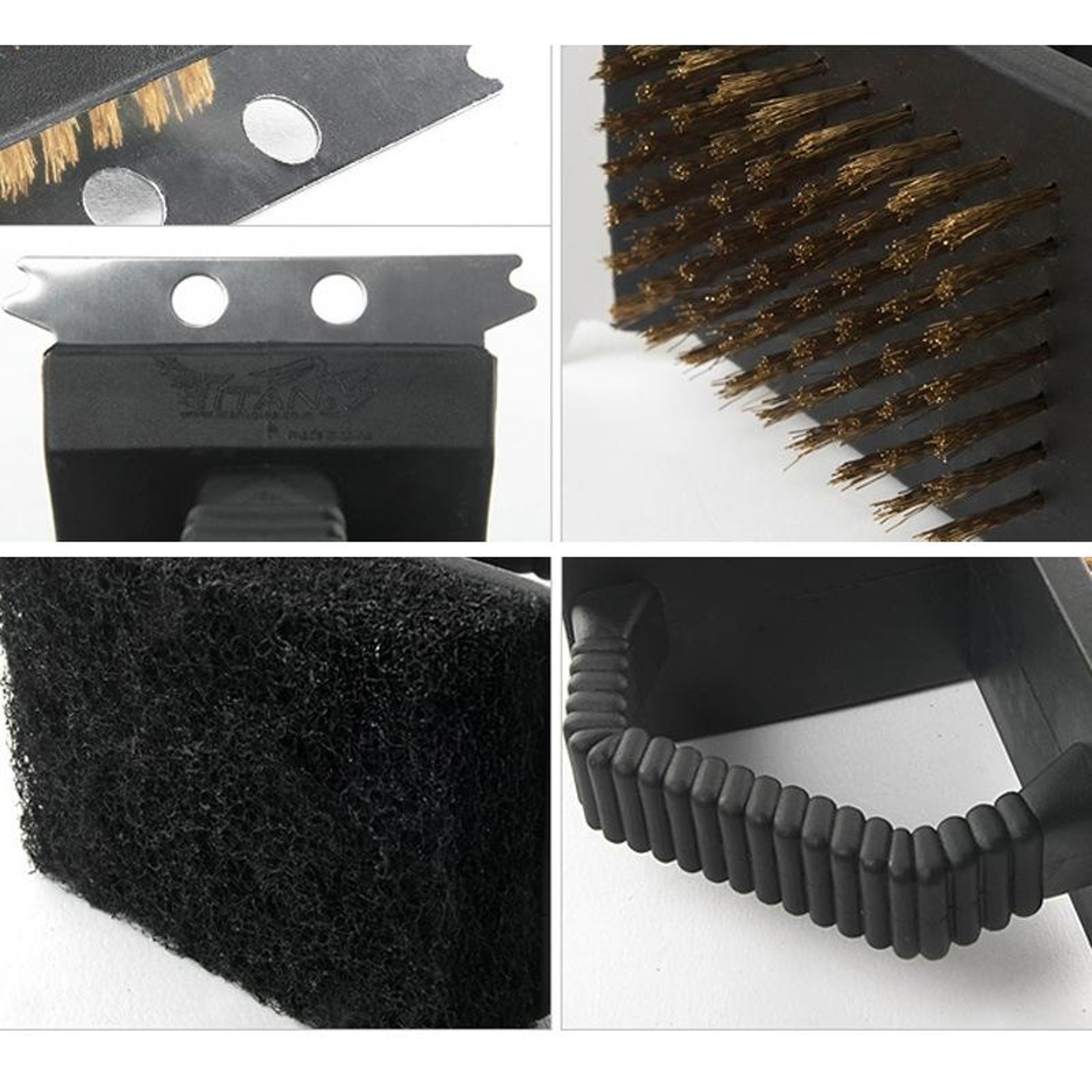 BBQ Grill Brush With Copper Wire Bristles  Triangular Deep Clean Design 3