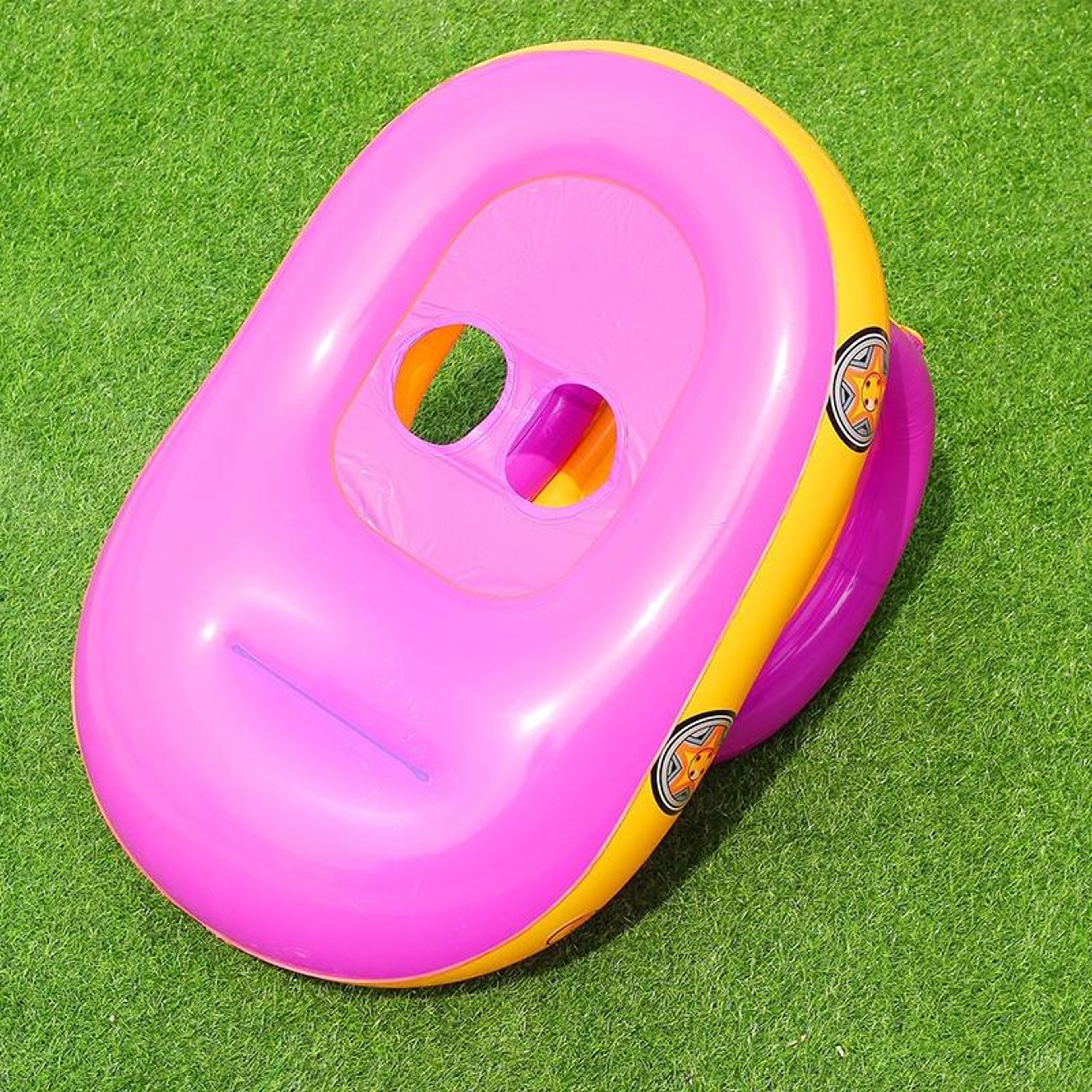 Baby Boat Float With Sun Canopy  Horn UV Protected Infant Swimming Ring 3