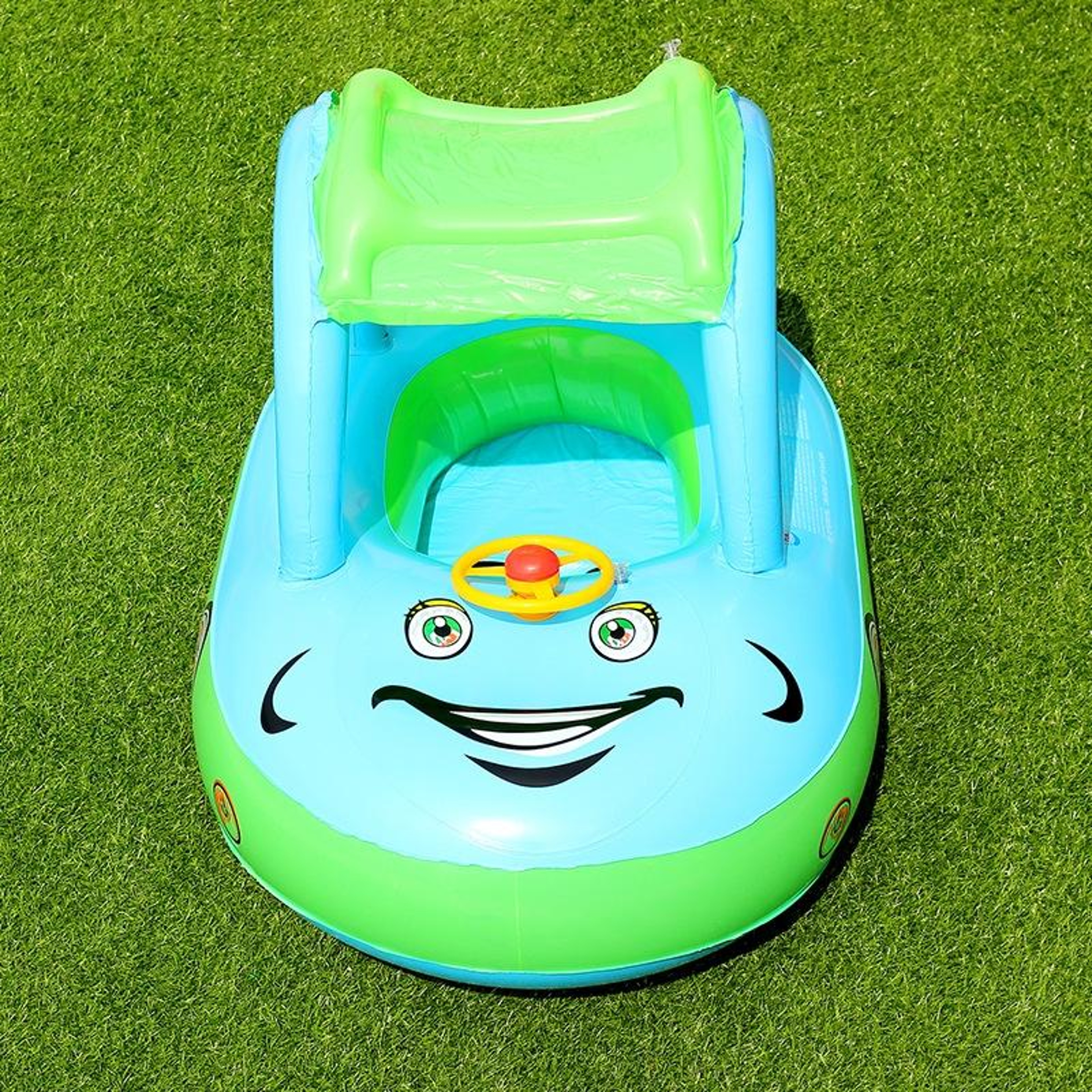 Baby Boat Float With Sun Canopy  Horn UV Protected Infant Swimming Ring 8