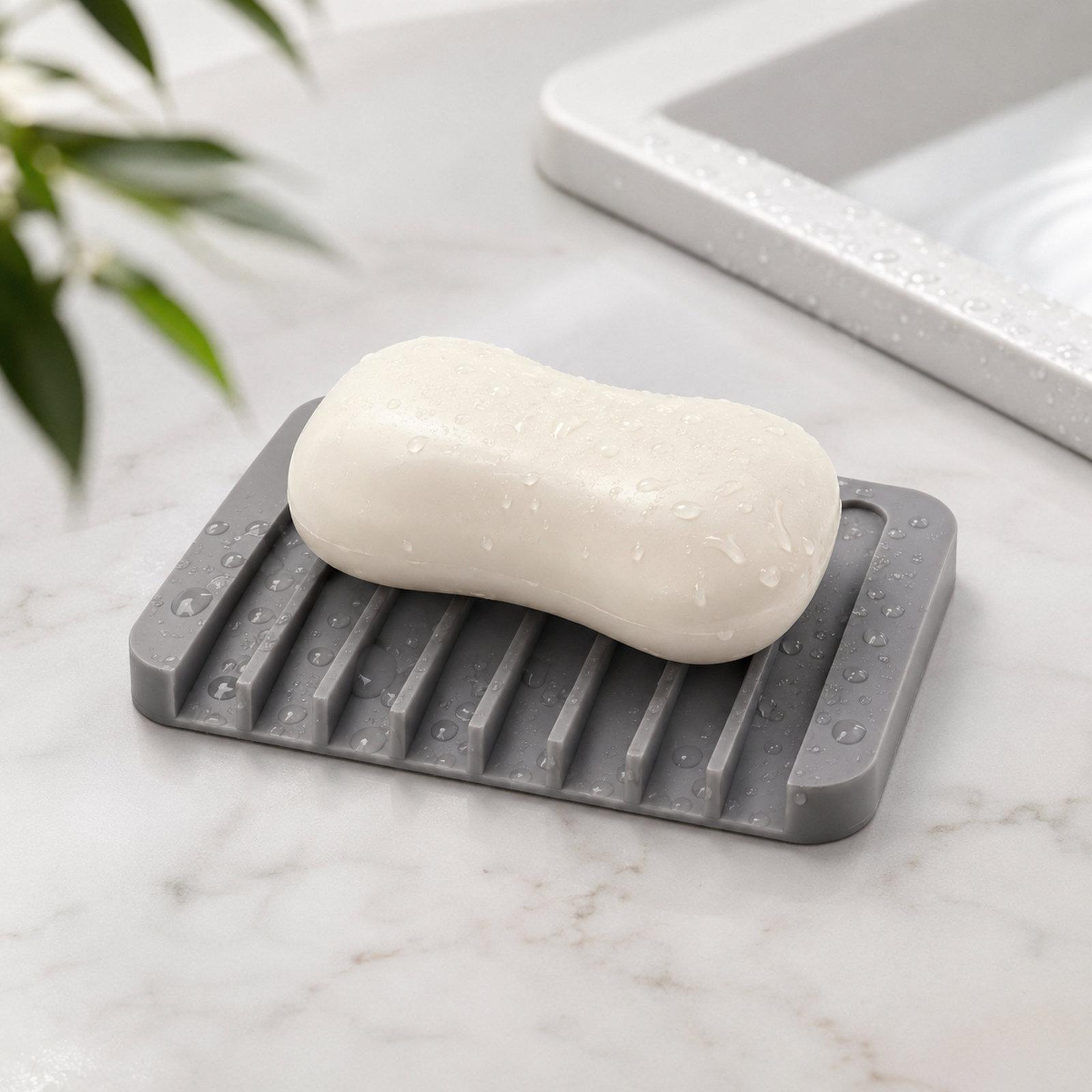 Self Draining Silicone Soap Dish for Bathroom Shower and Kitchen Sink – view 1