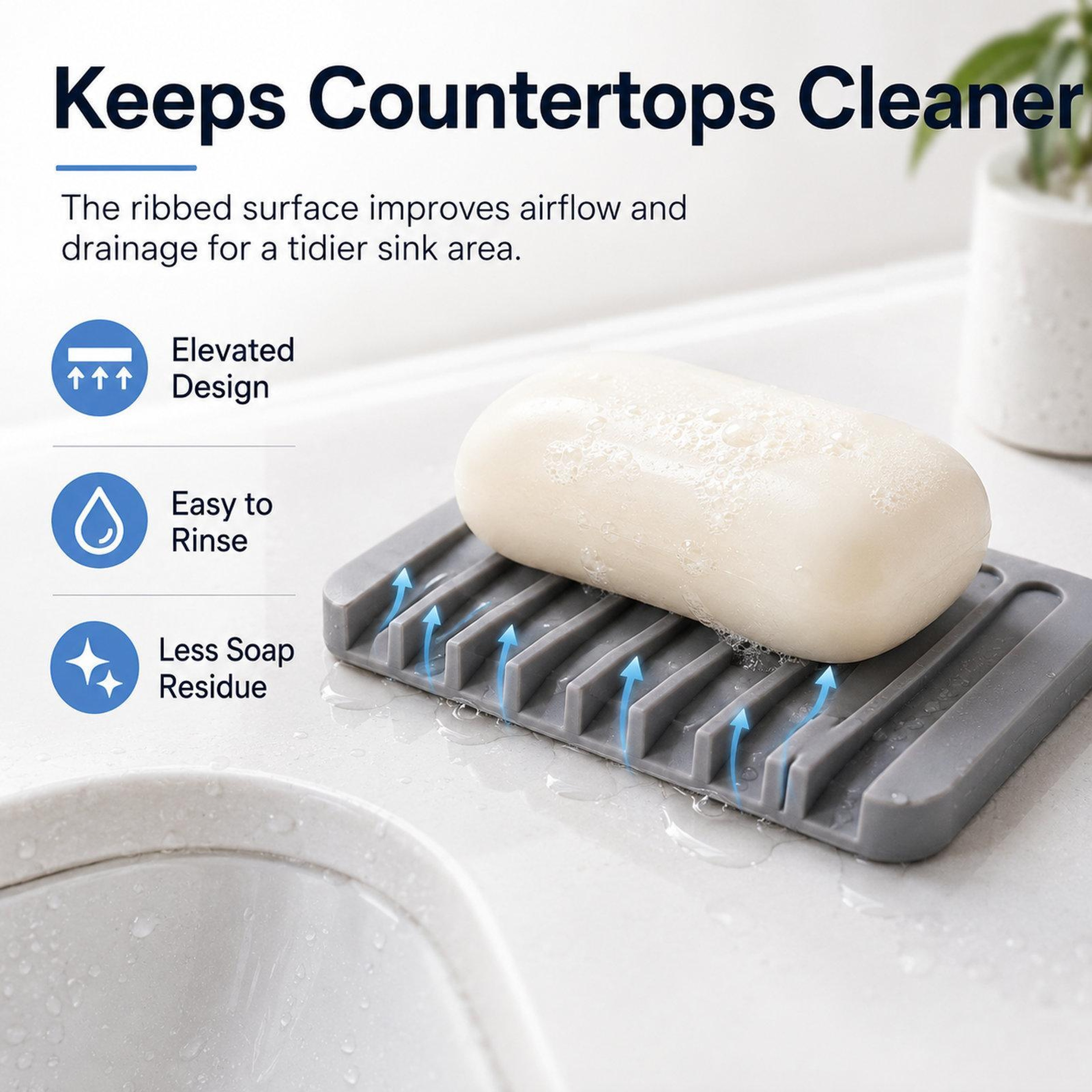 Self Draining Silicone Soap Dish for Bathroom Shower and Kitchen Sink – view 5