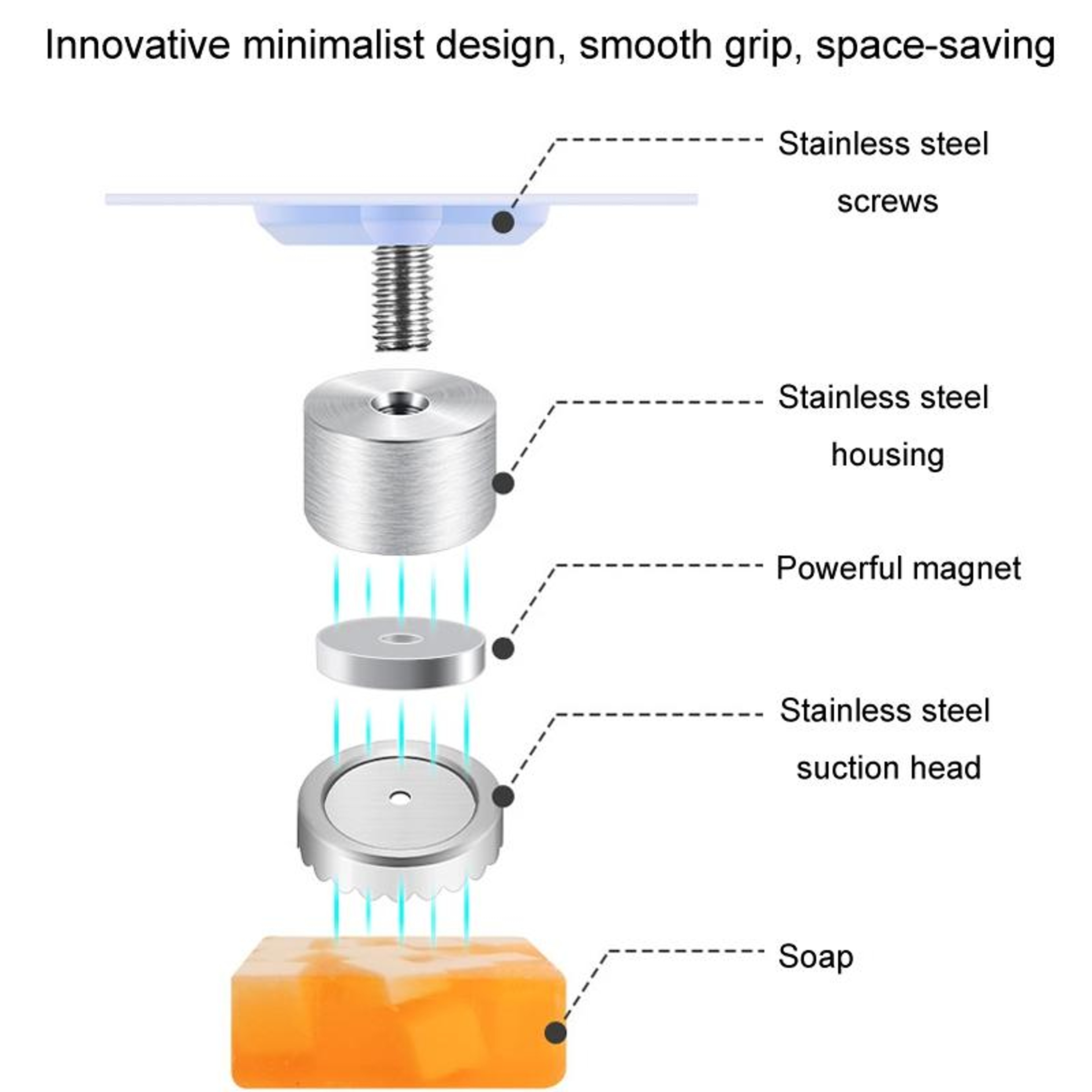 Stainless Steel Magnetic Soap Holder Wall Mounted Drainage No Drill Soap Rack – view 3